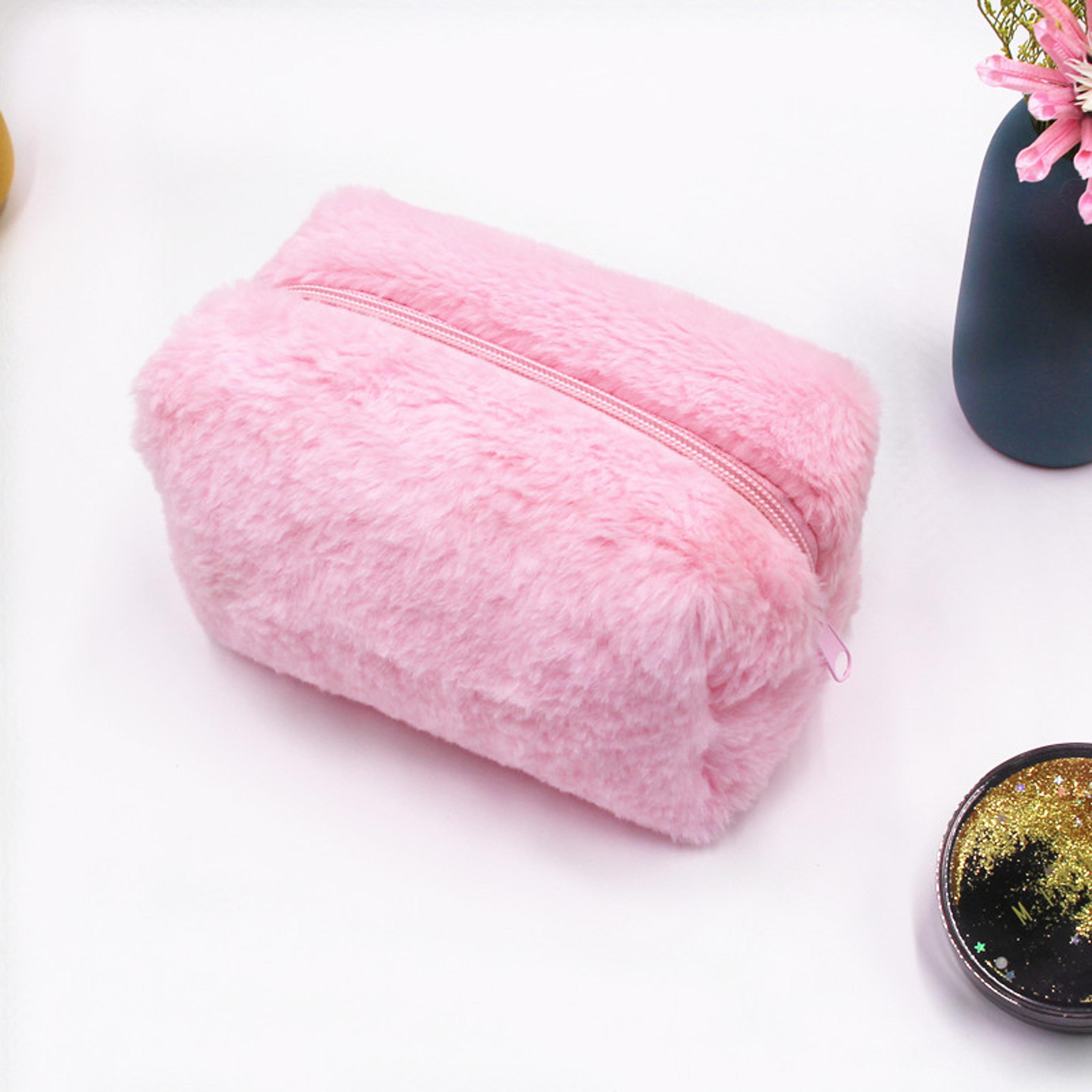 cozy plush makeup bag cute travel cosmetic pouch for women