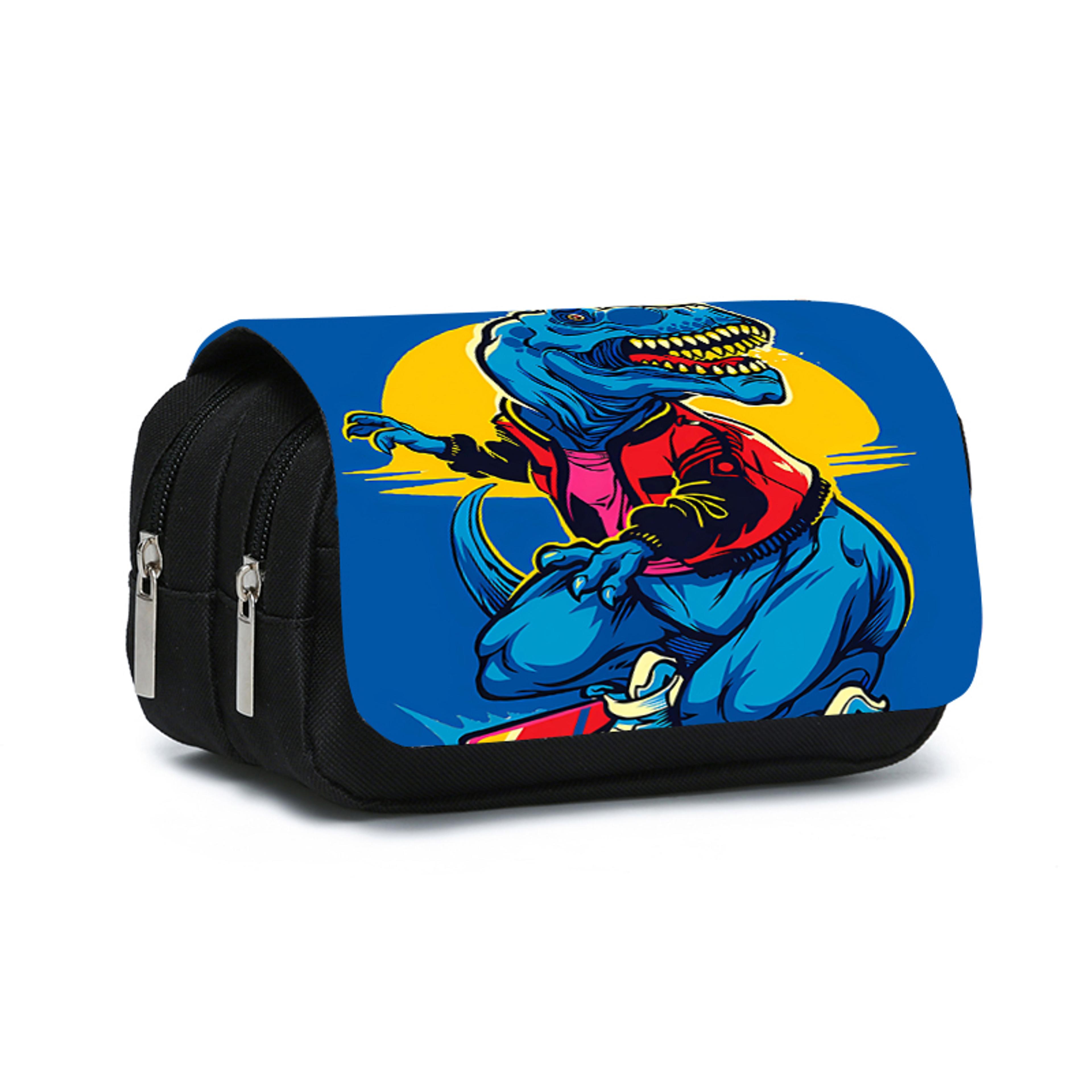 dinosaur double layer pencil case for kids cartoon school supplies organizer