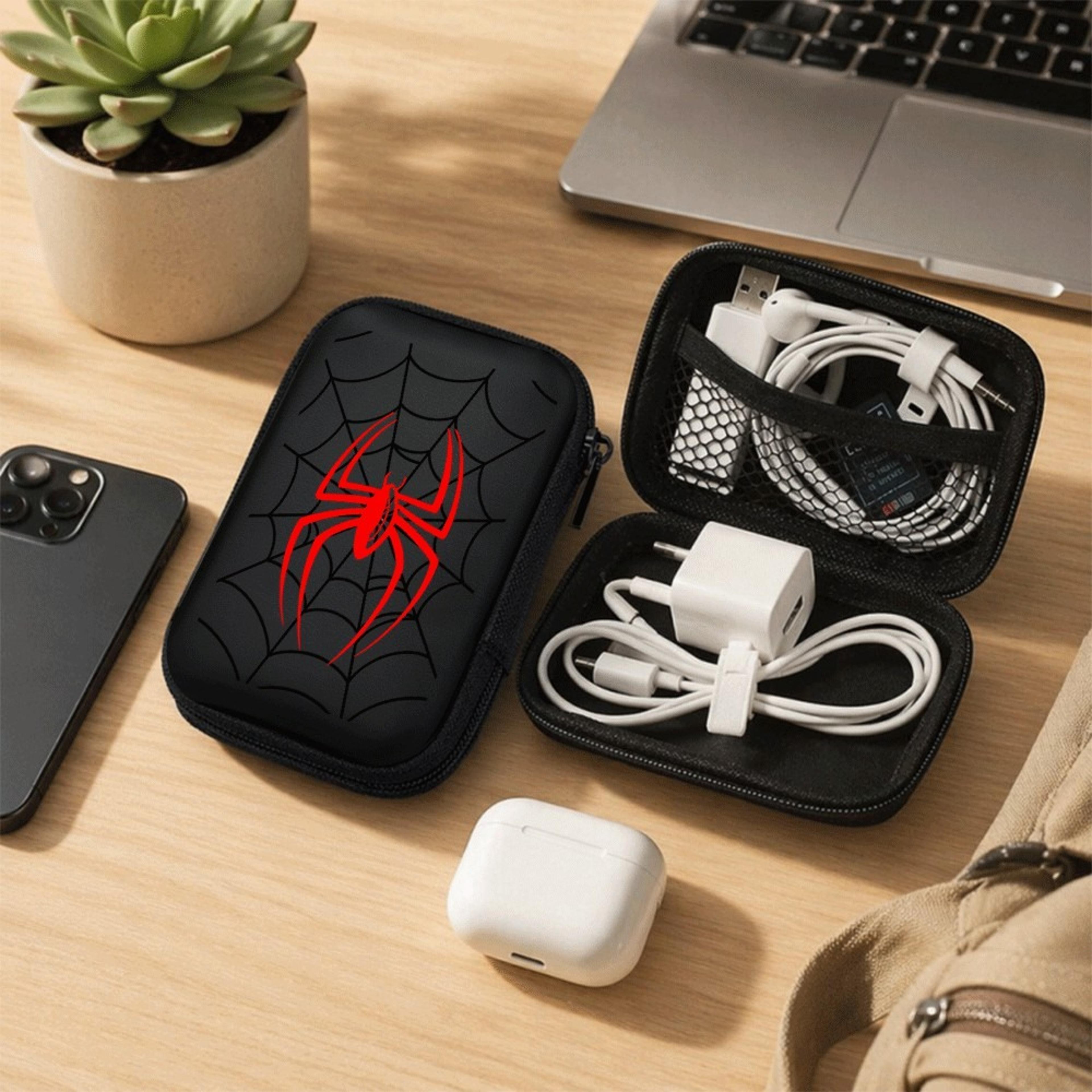 red spider eva hard shell electronics organizer and cable travel case