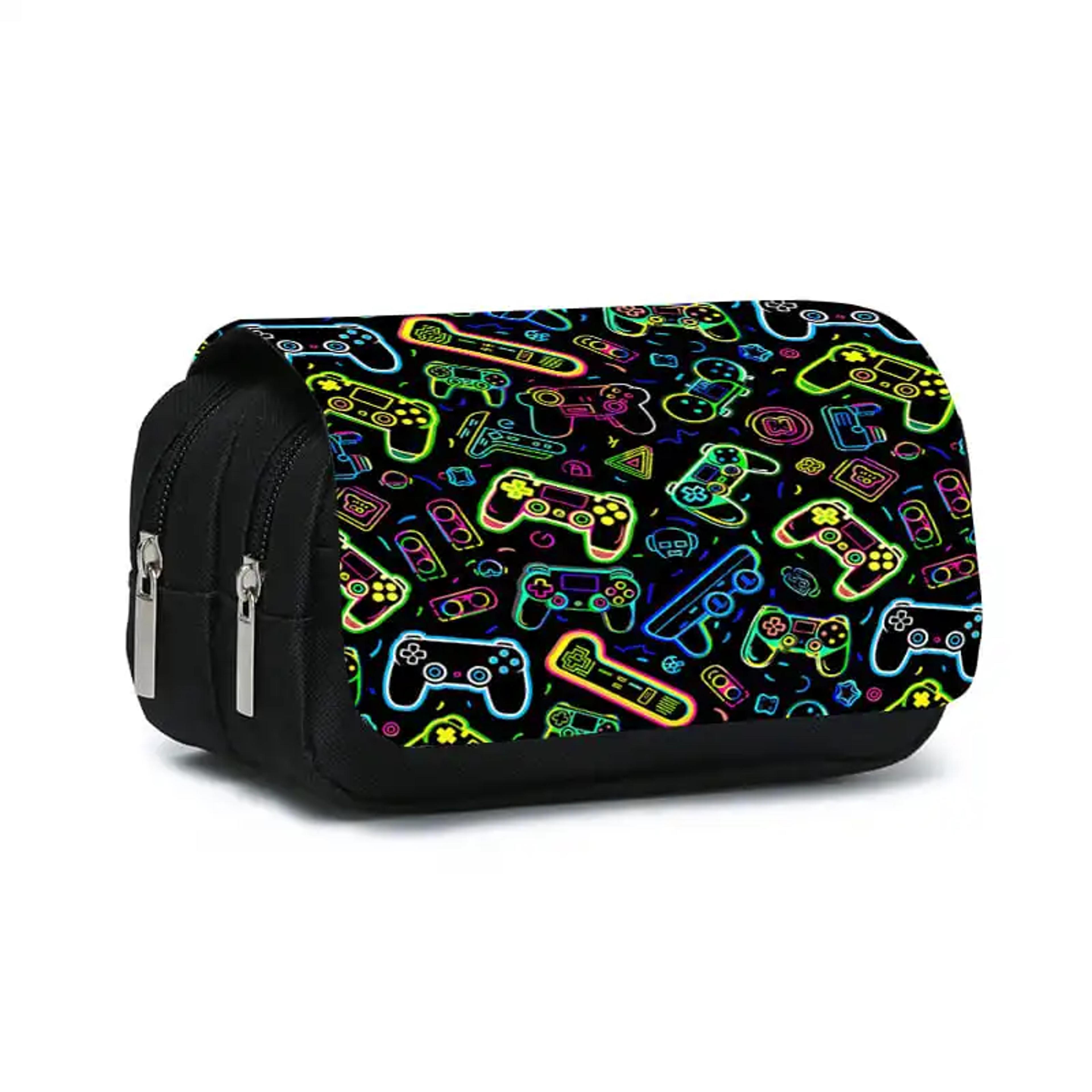 neon gaming console double flip pencil case for kids