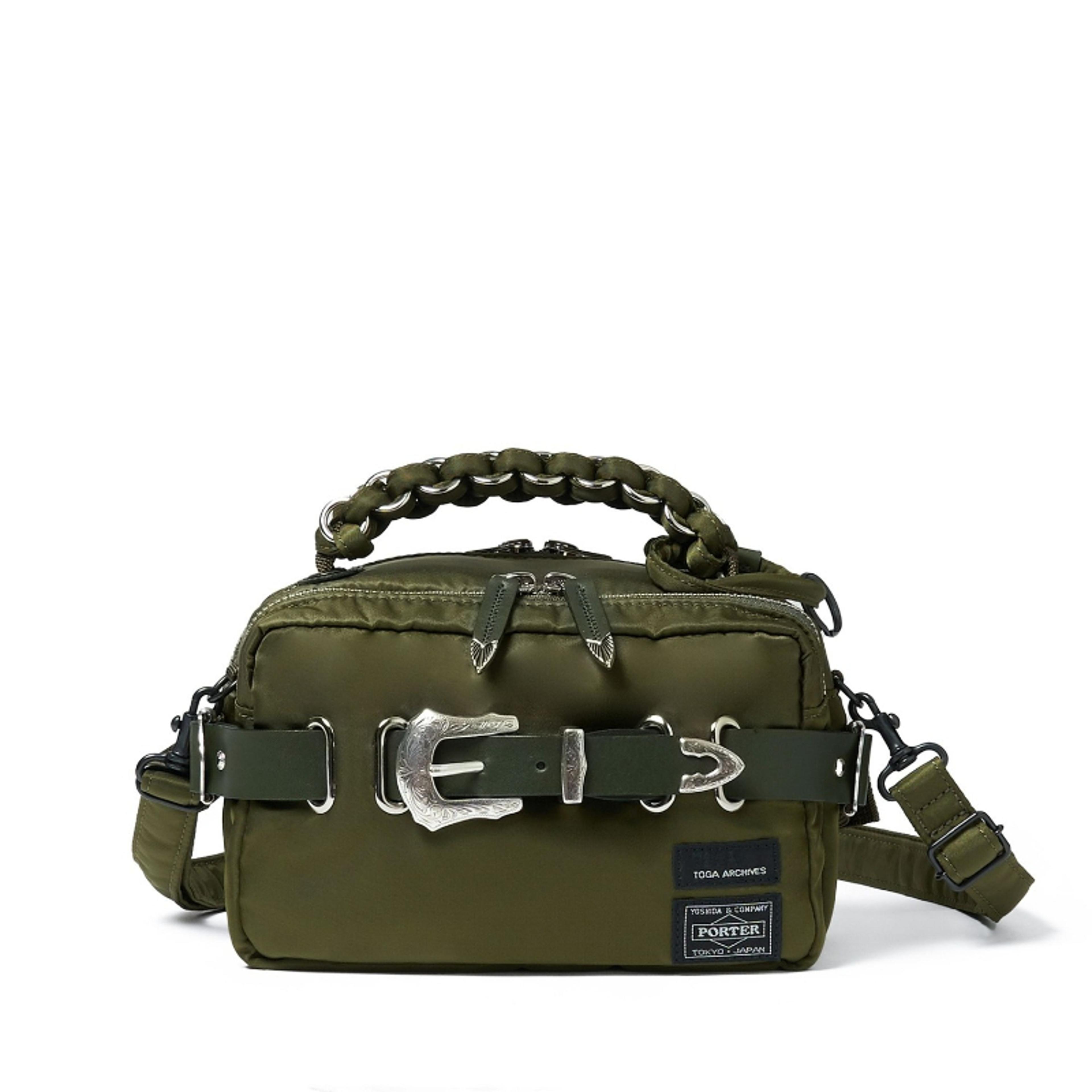 nylon crossbody bag with braided handle and double zip