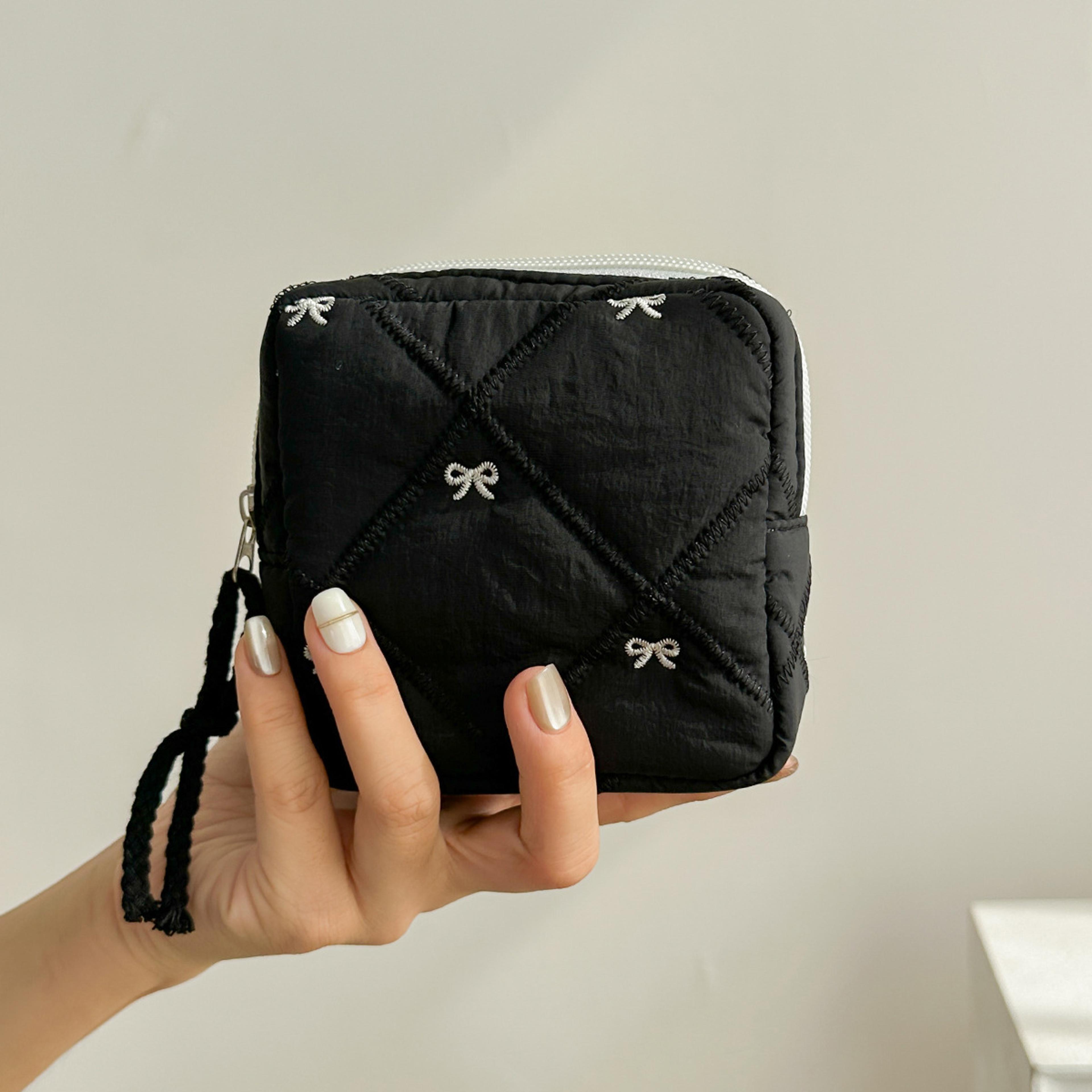 cute bow period pouch large capacity sanitary pad and tampon organizer