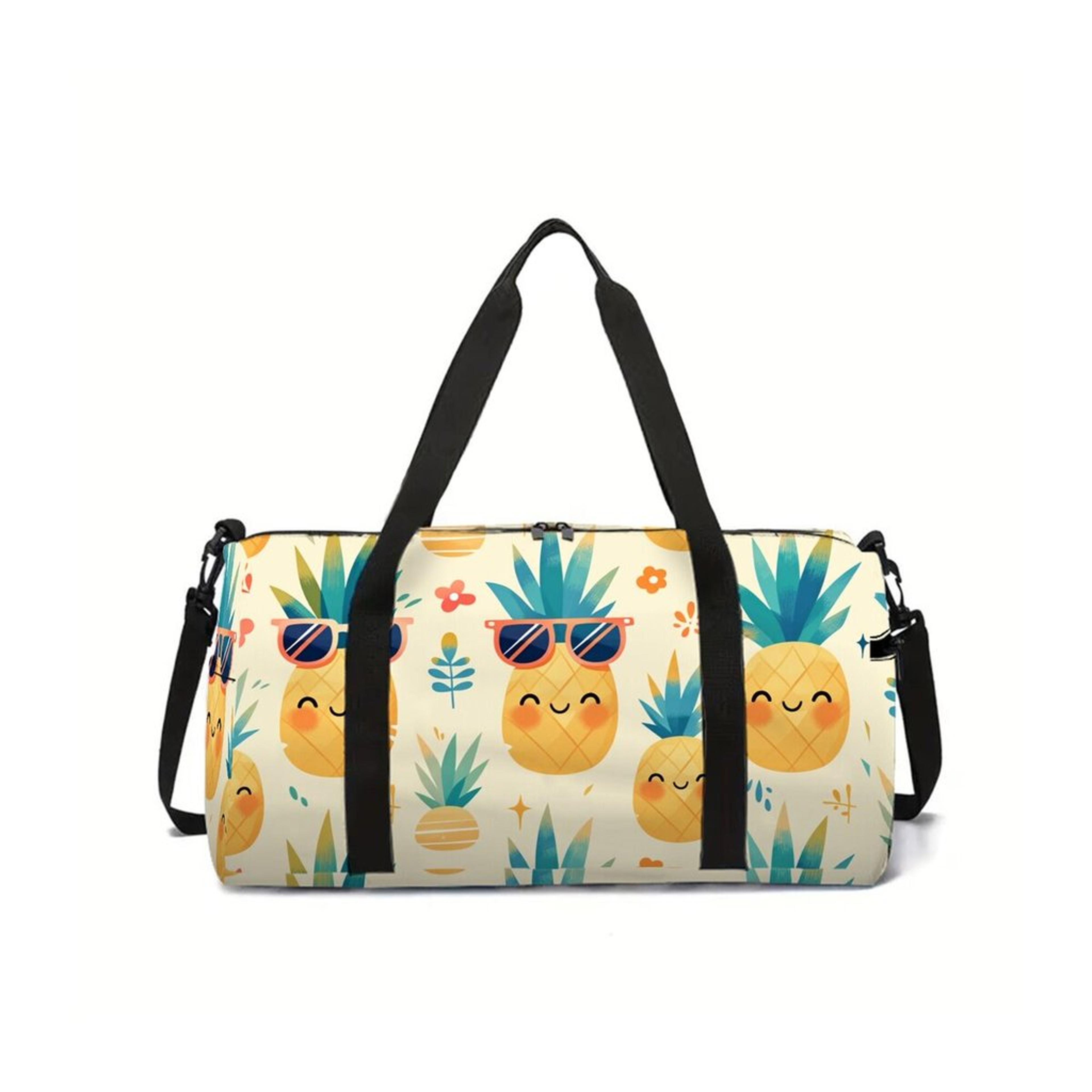 pineapple cartoon travel bag large capacity zipper luggage bag for kids