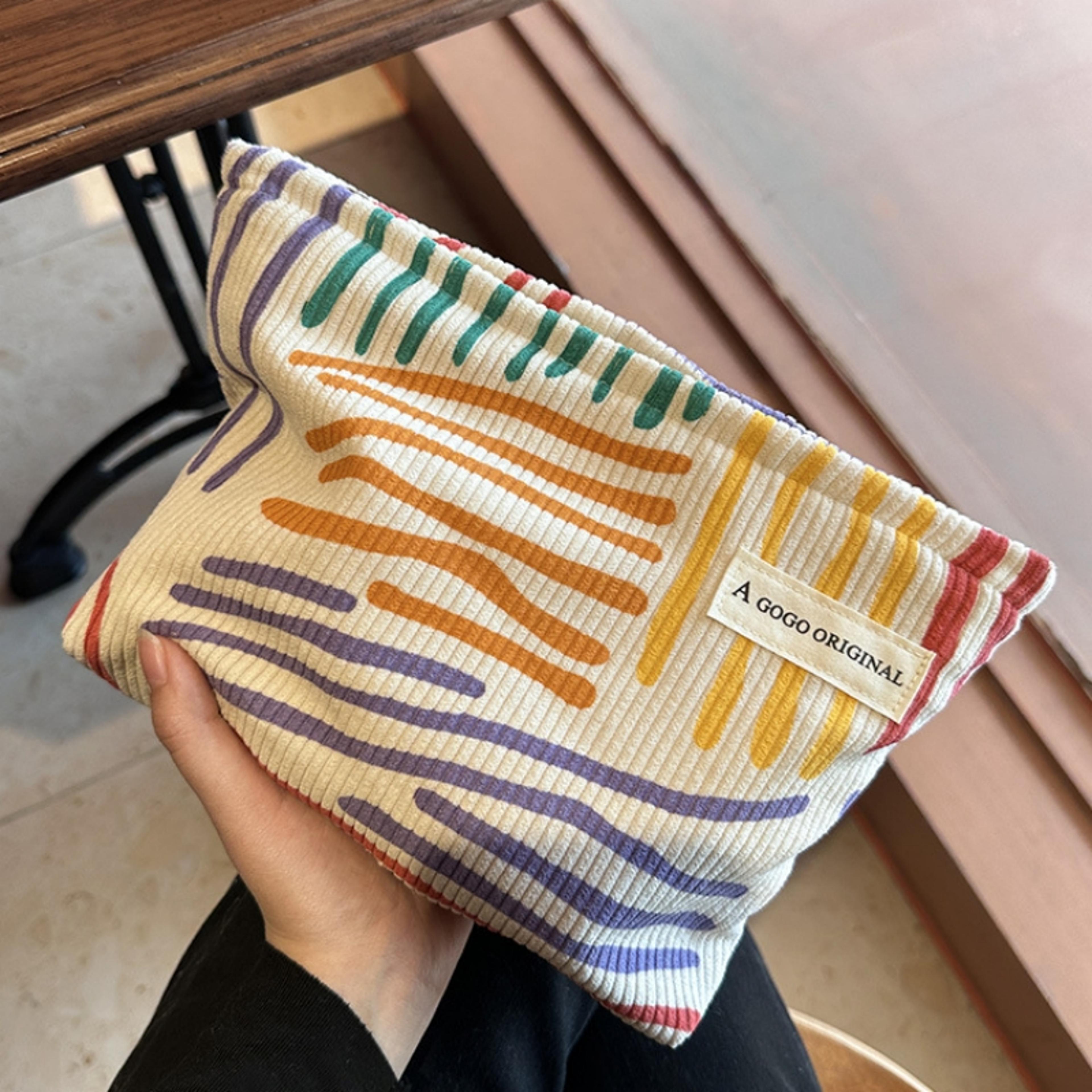 corduroy makeup bag large capacity travel cosmetic organizer