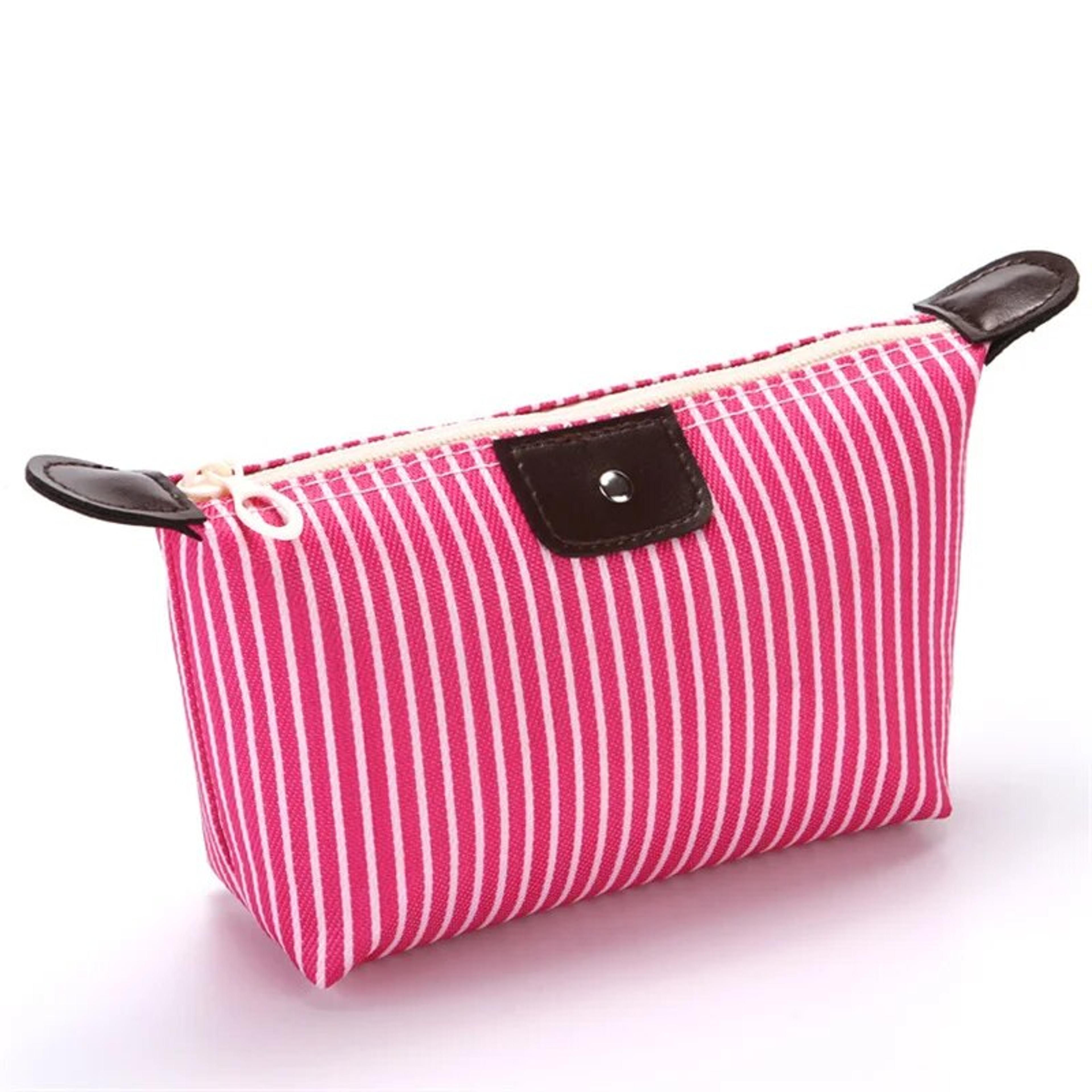 striped dumpling makeup bag foldable travel cosmetic pouch