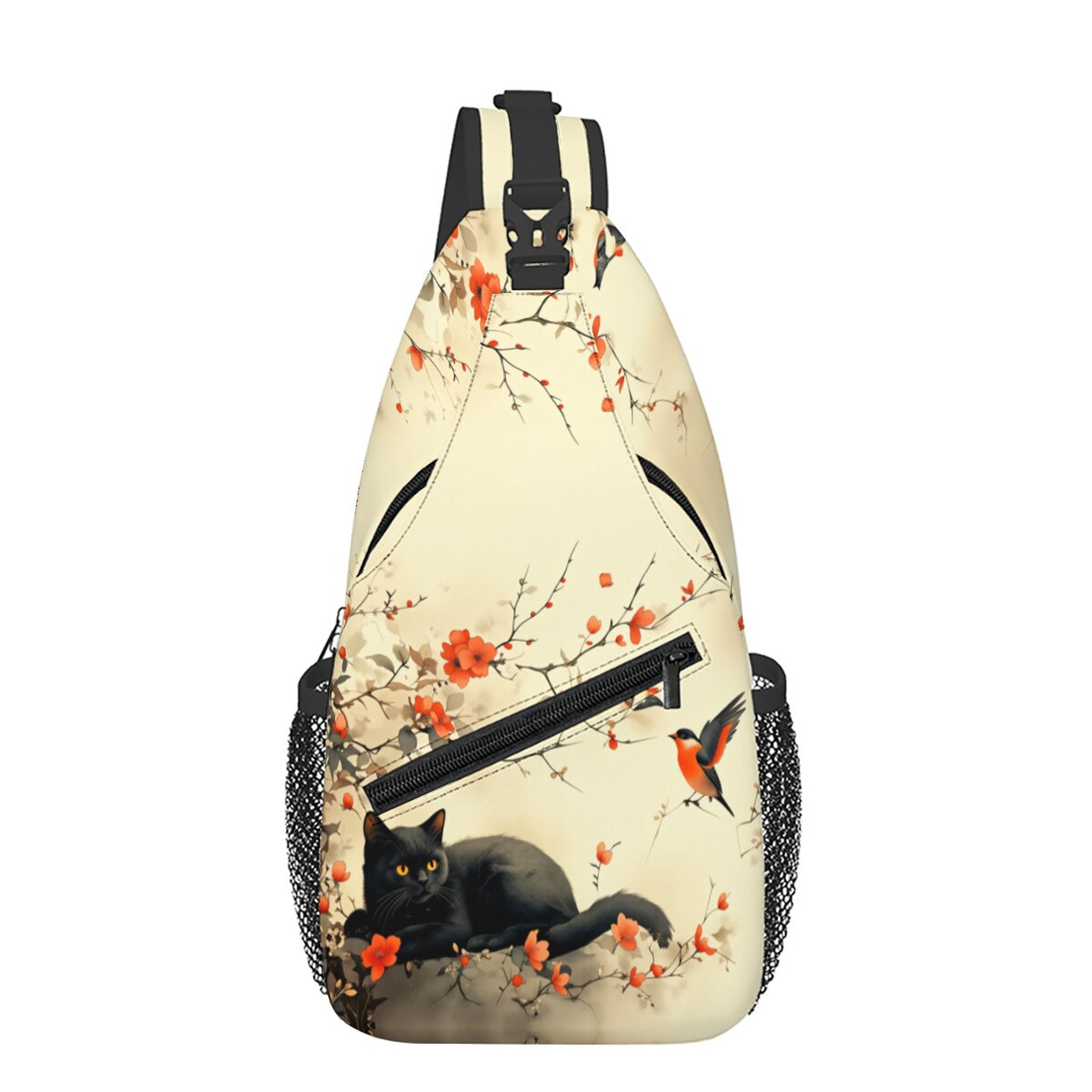 black cat crossbody chest bag cartoon sling bag for travel & everyday style
