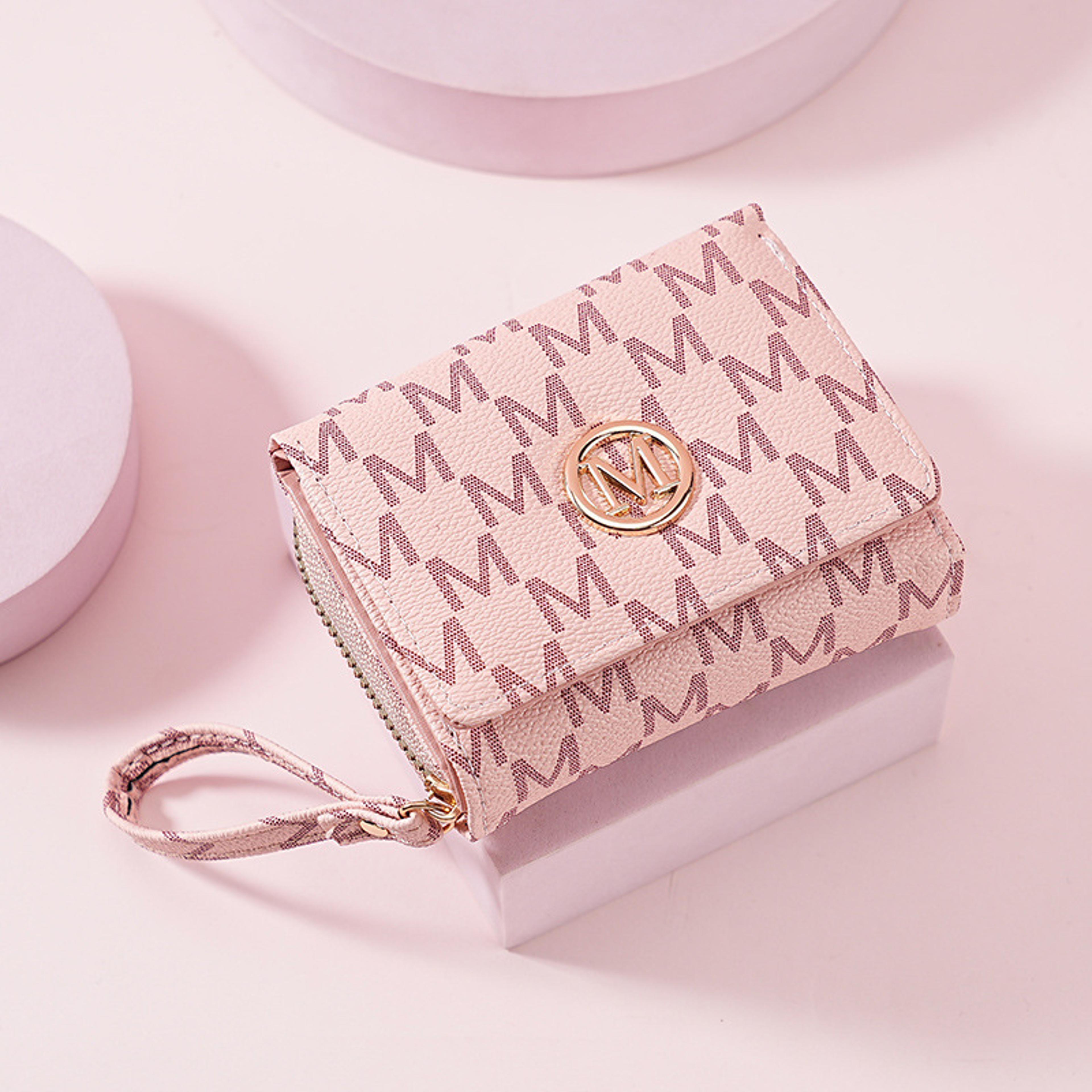 chic trifold zipper wallet for women with card holder and wrist strap