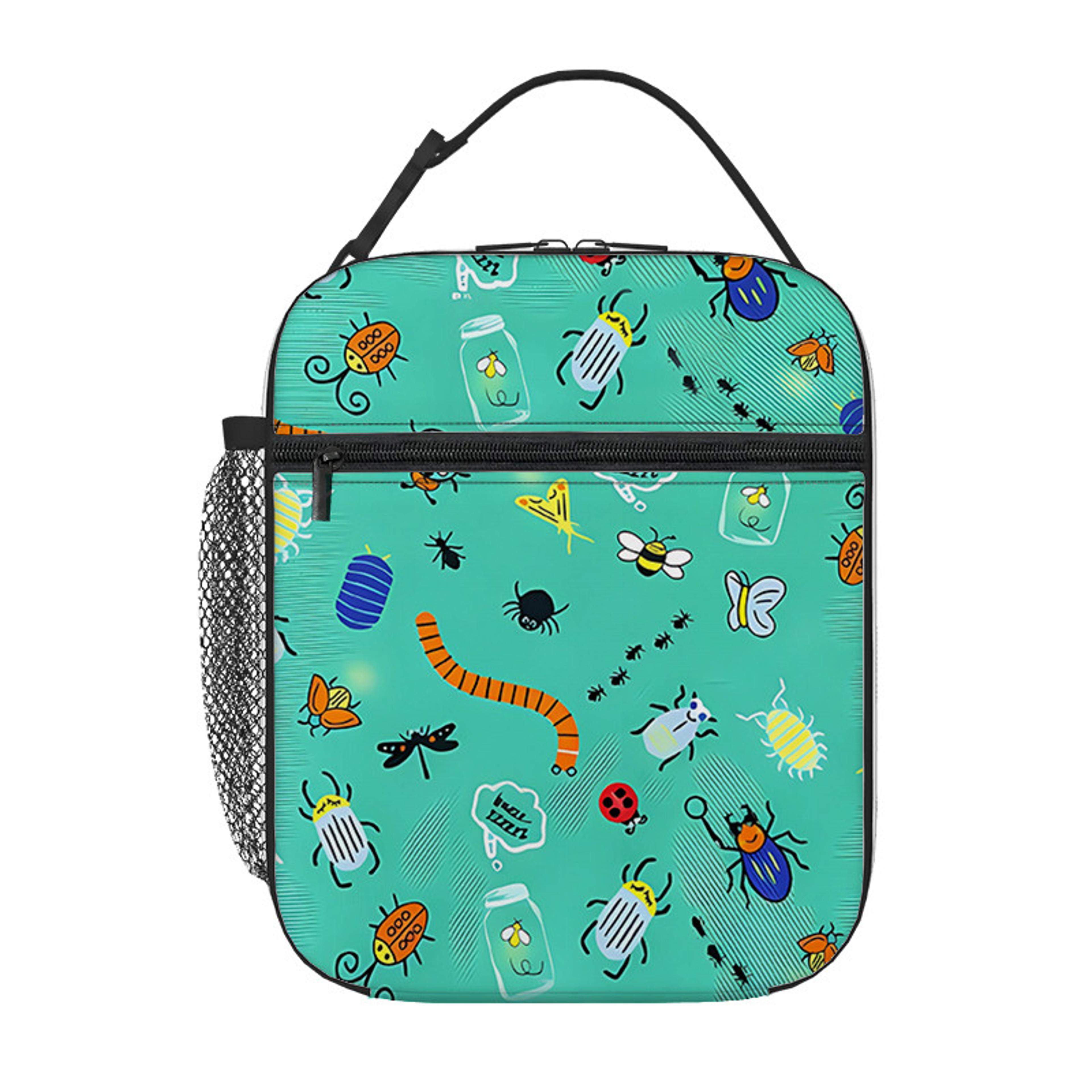 insect print insulated lunch bag for kids portable cartoon lunch box picnic bag