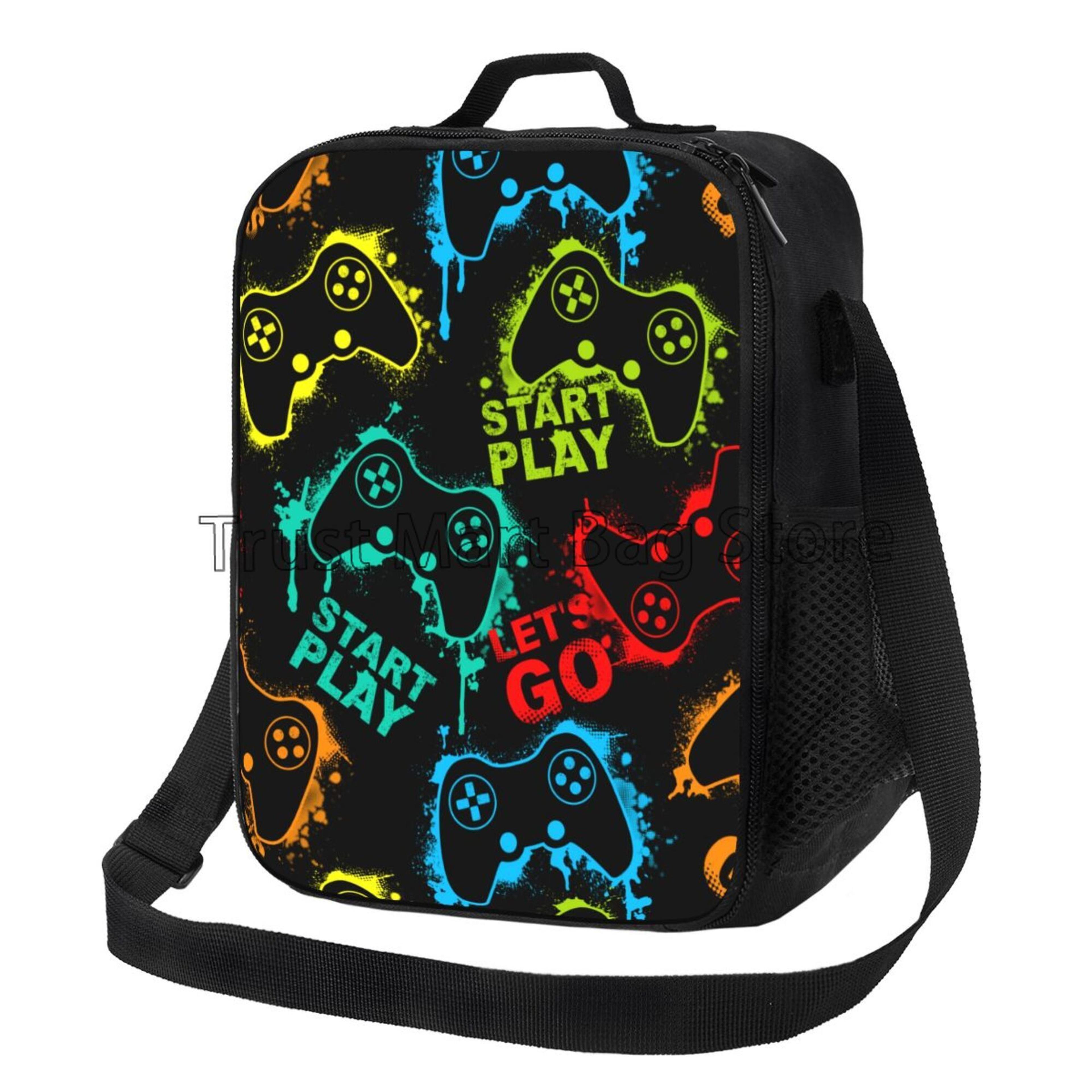 gamer insulated lunch bag reusable cooler tote for school work and travel