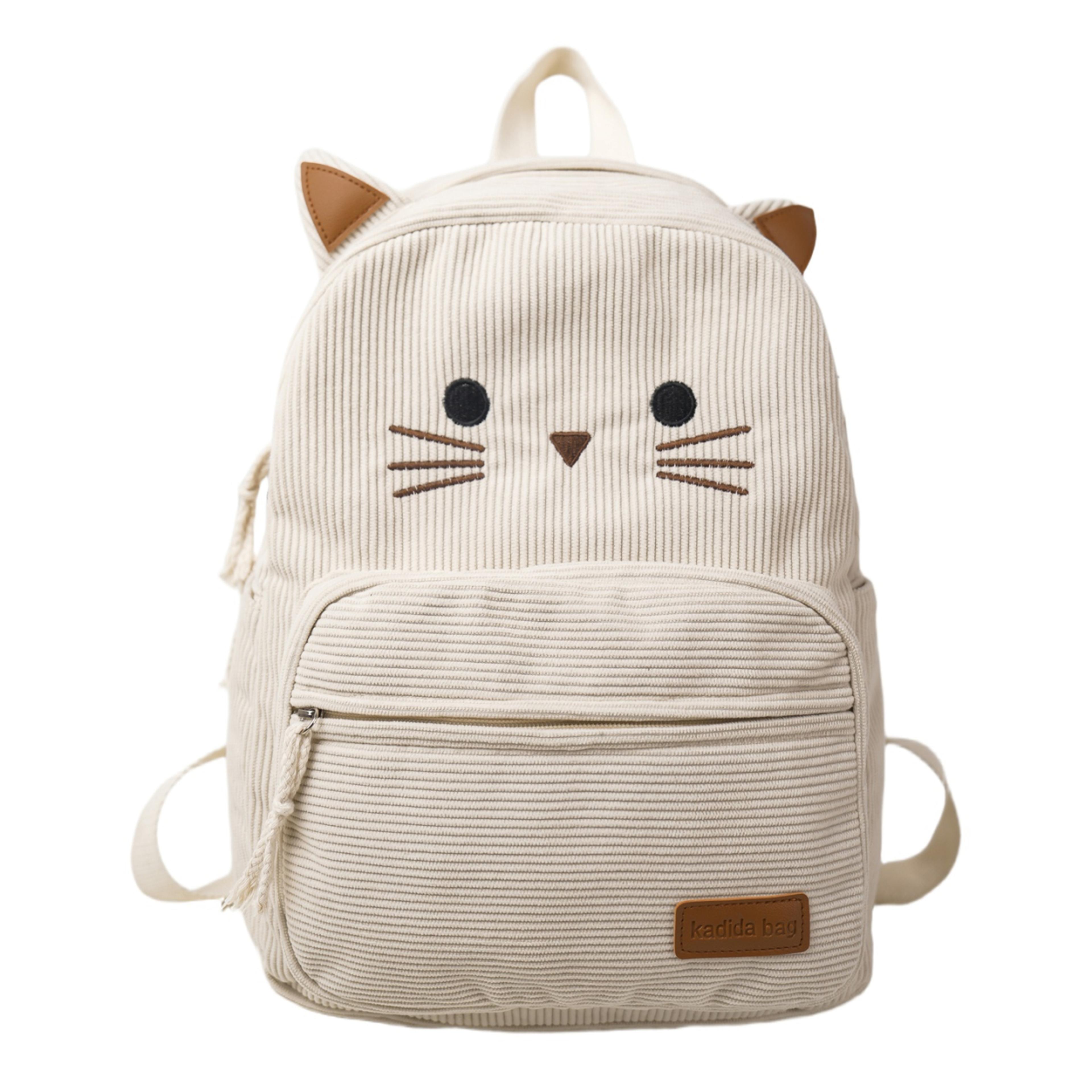 large capacity cartoon cat back pack for women soft casual shoulder bag