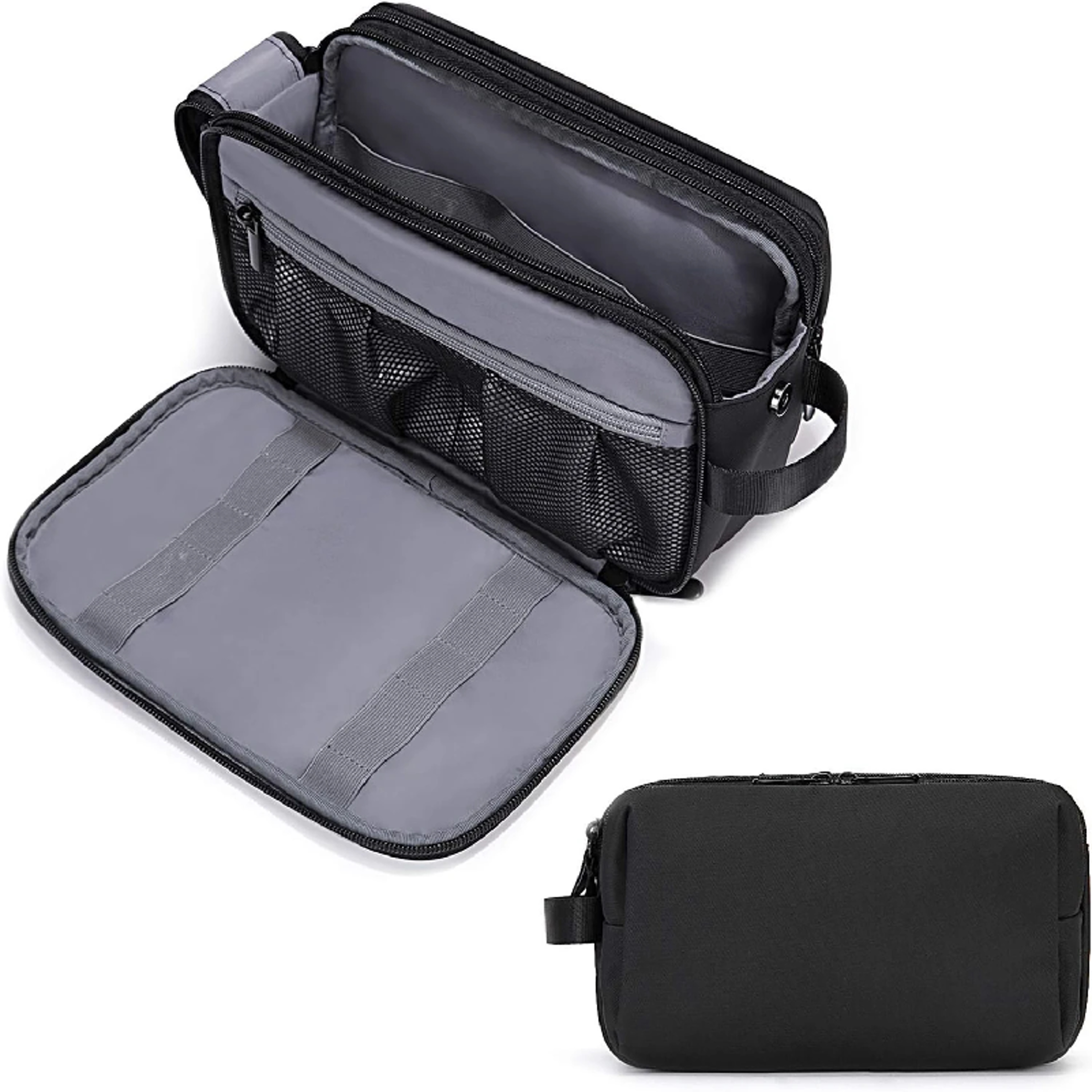 mens water resistant travel toiletry bag and shaving organizer