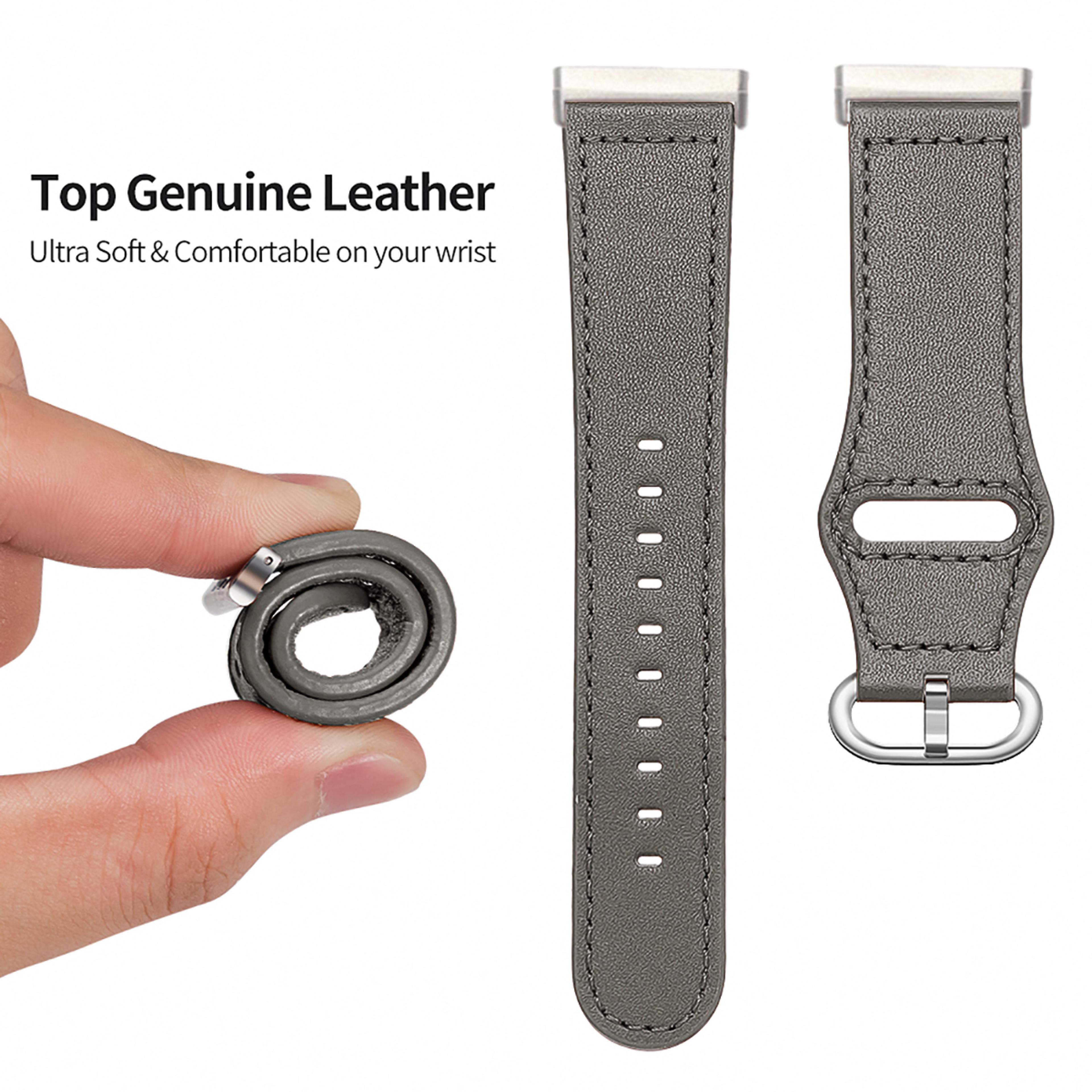 classic genuine leather fitbit versa band and sense watch strap