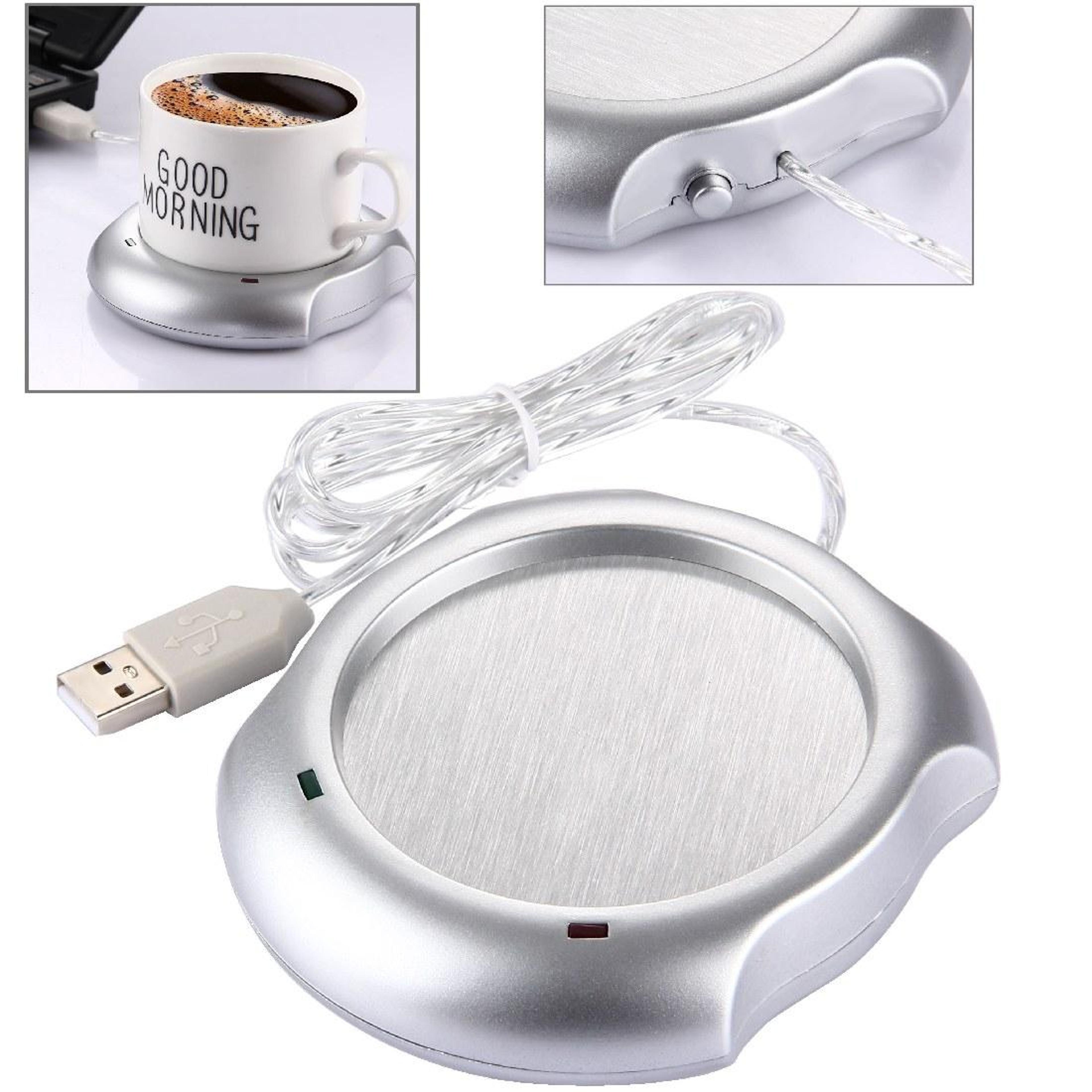 usb coffee mug warmer with heating plate and on/off switch for hot beverages