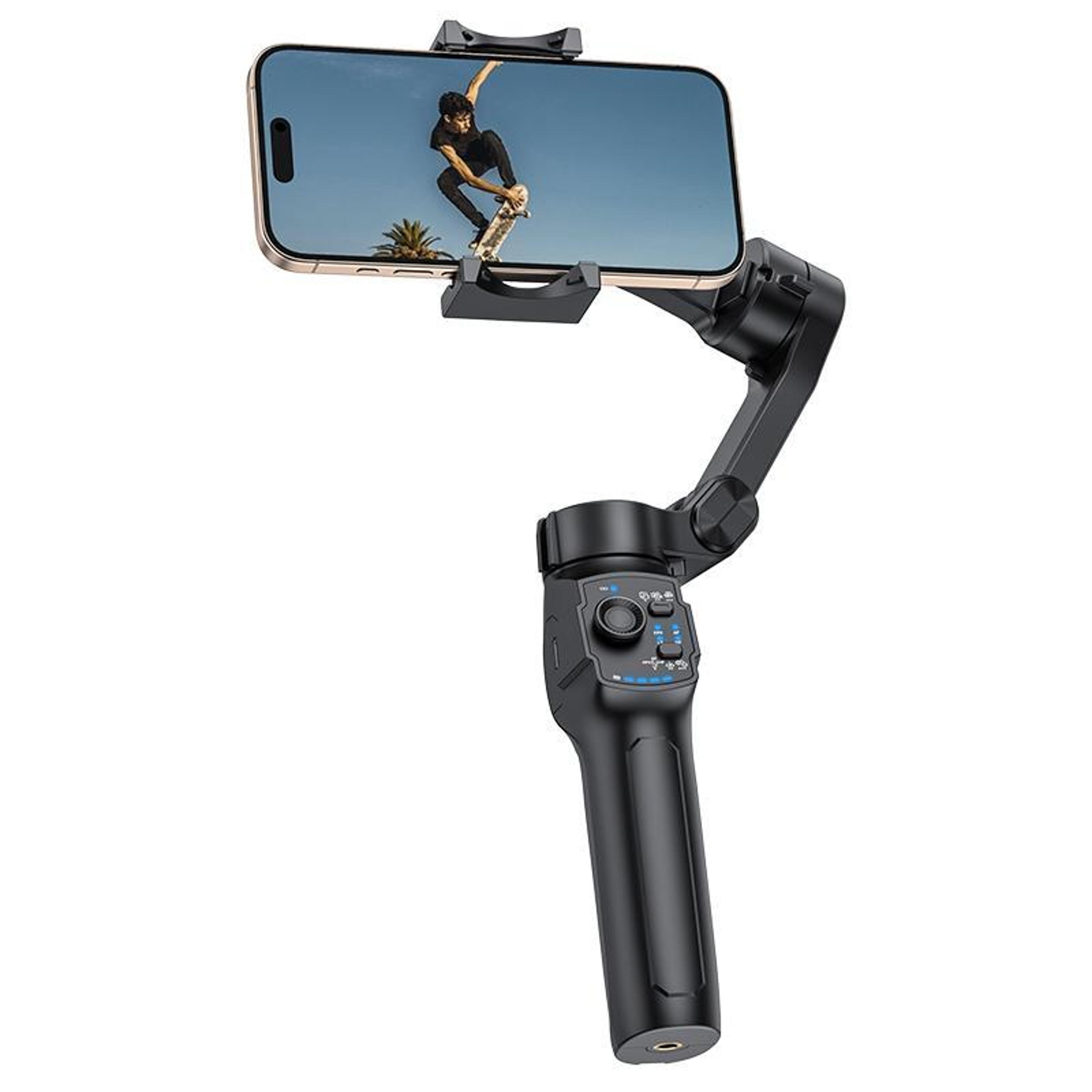 3 axis handheld smartphone gimbal stabilizer with foldable design and 13 hour battery life