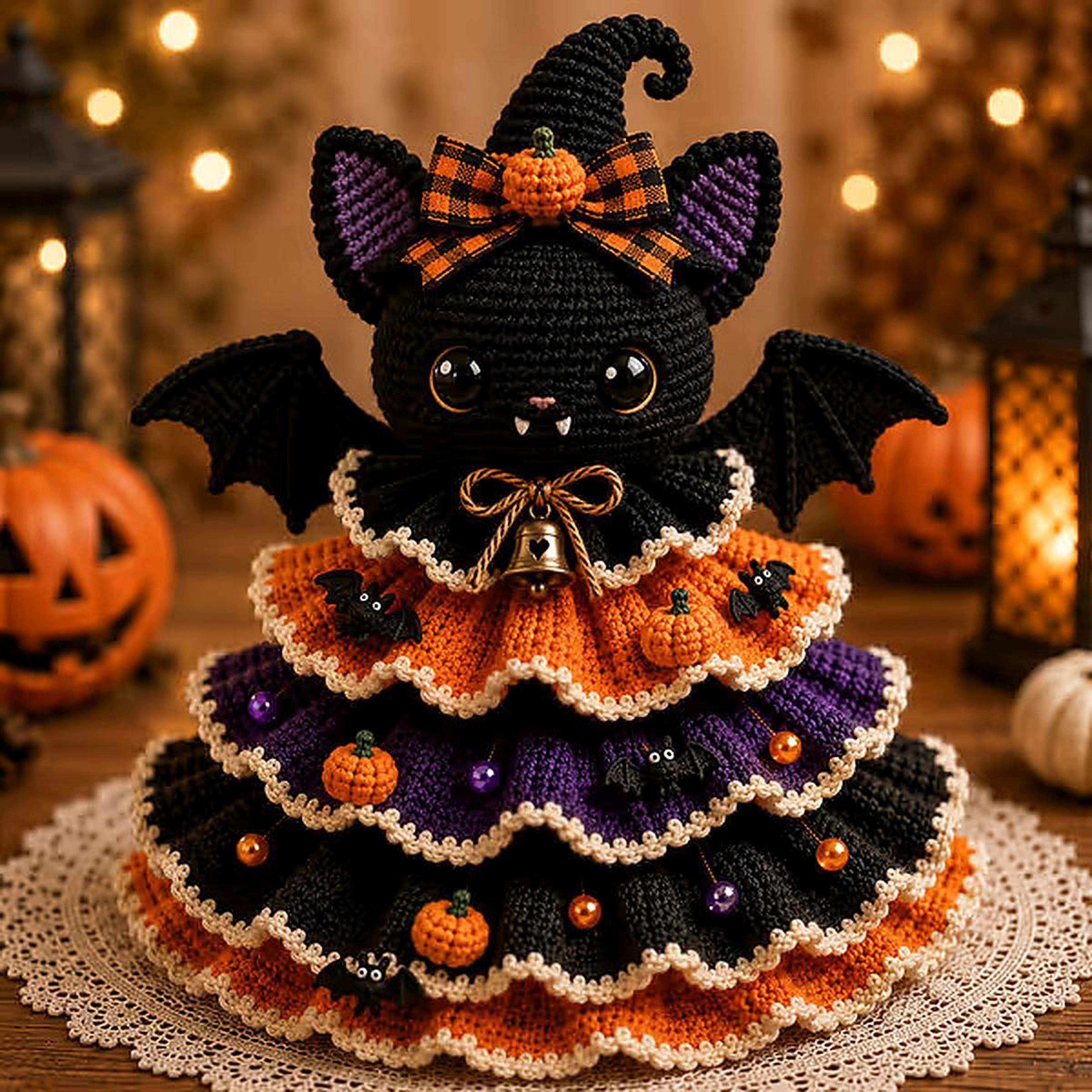 halloween crochet diy kit bat design handmade tabletop decoration craft set