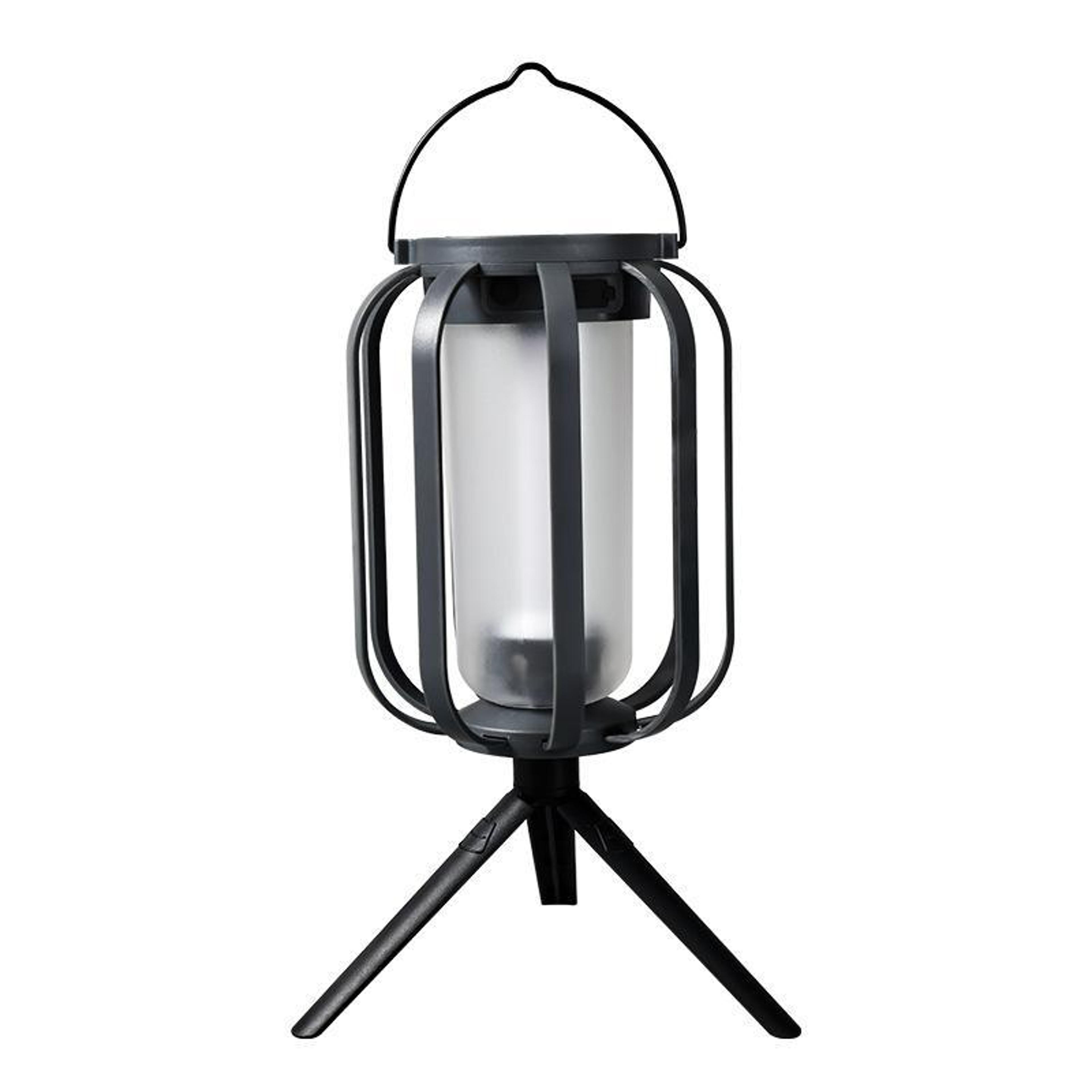 solar flame camping lantern with 4 lighting modes and usb c charging black