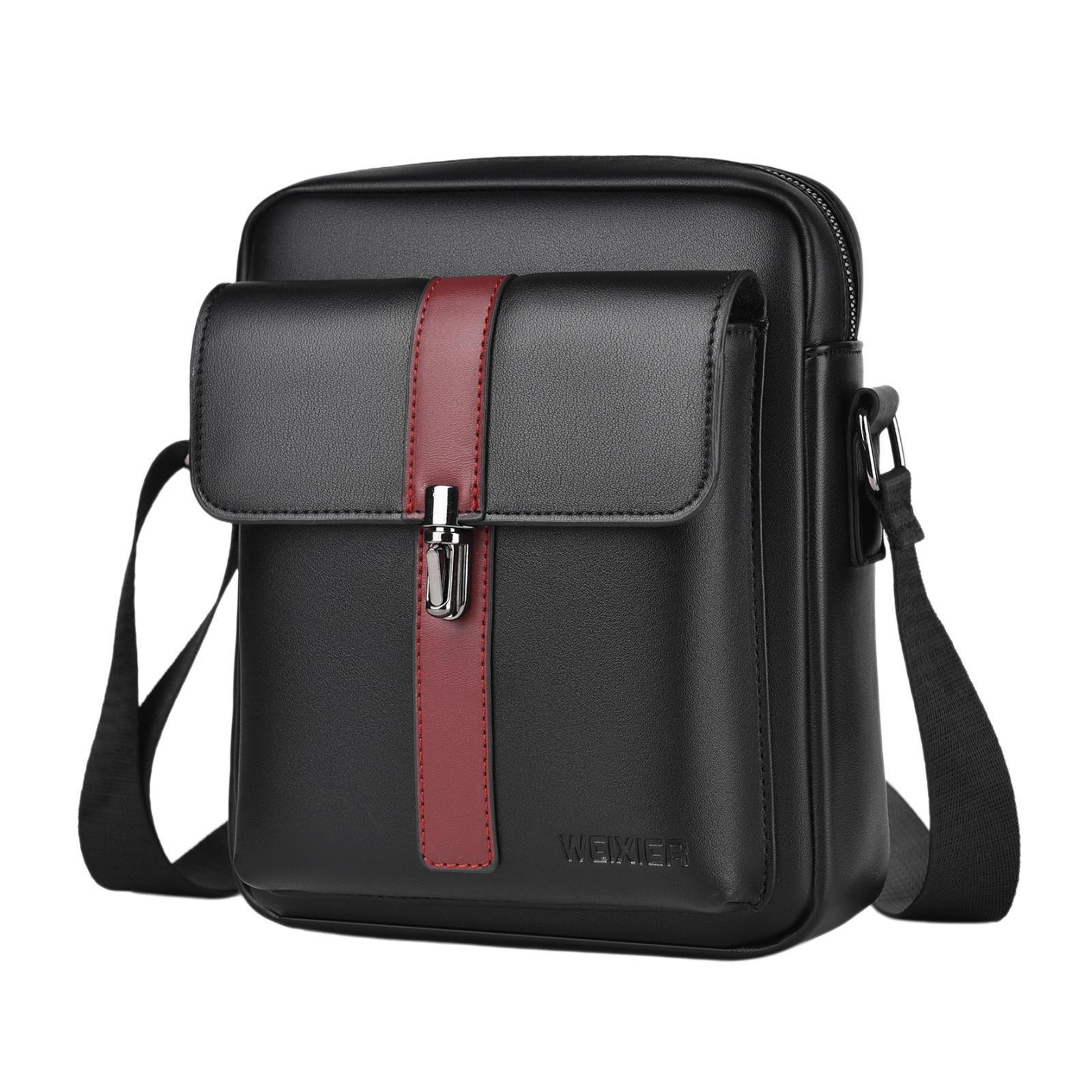 mens water resistant crossbody shoulder bag with adjustable strap and multiple pockets