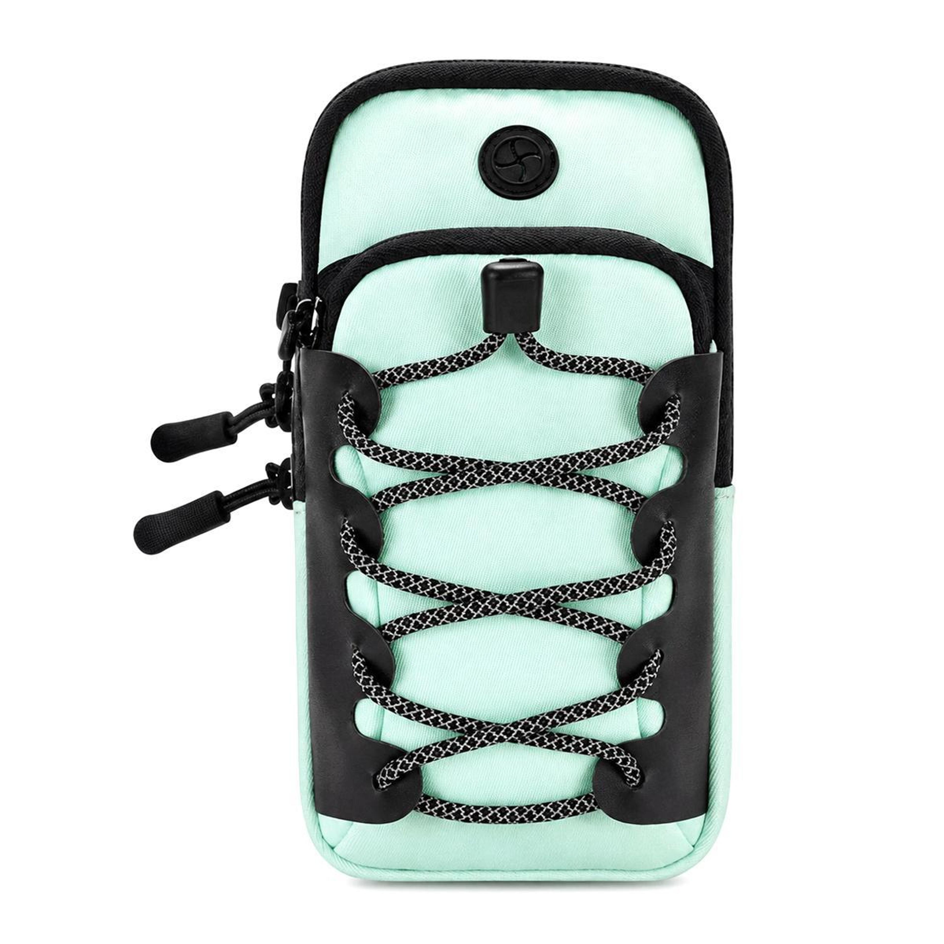 adjustable running phone armband with storage pockets for sports and fitness mint