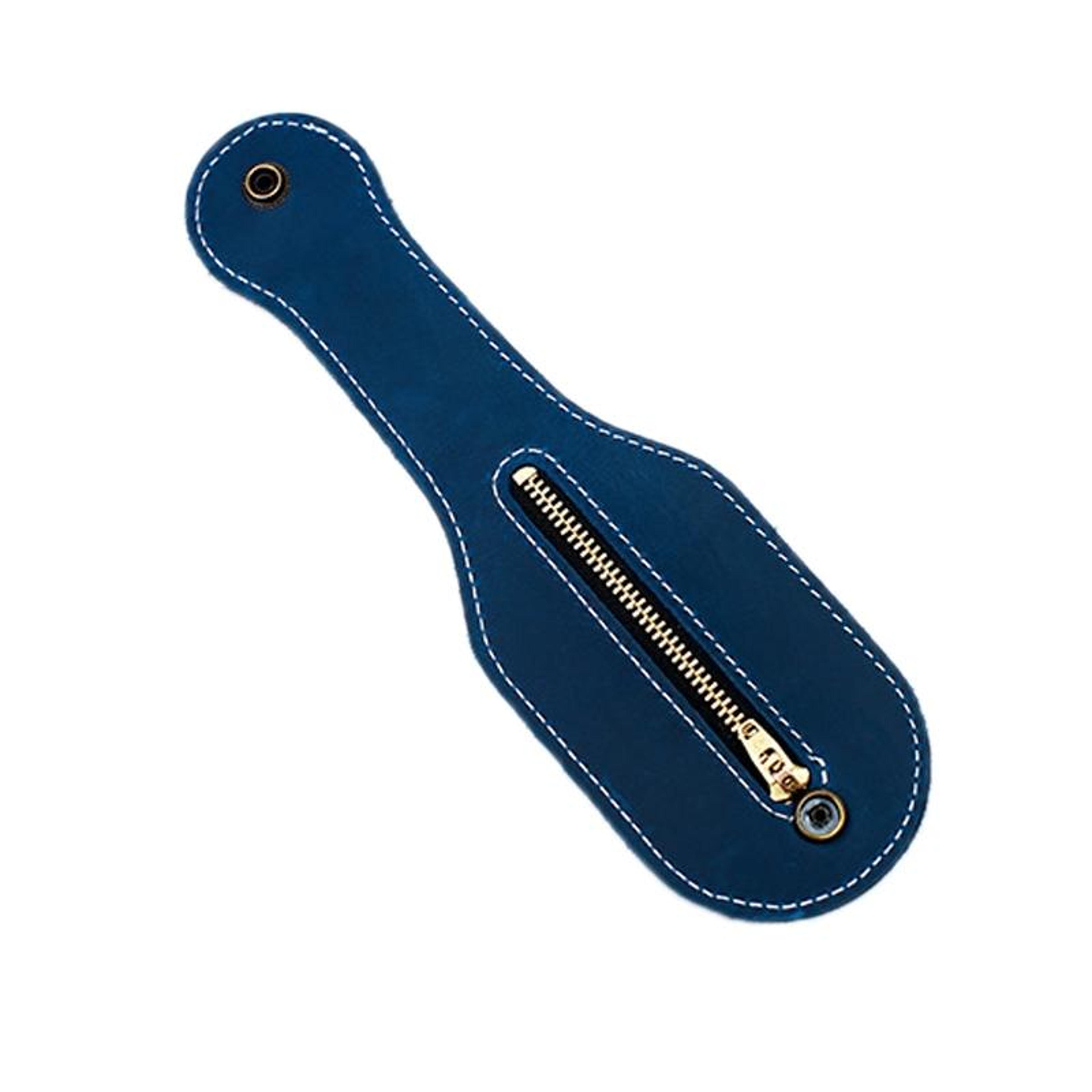 leather coin purse with zipper and belt loop portable storage pouch blue