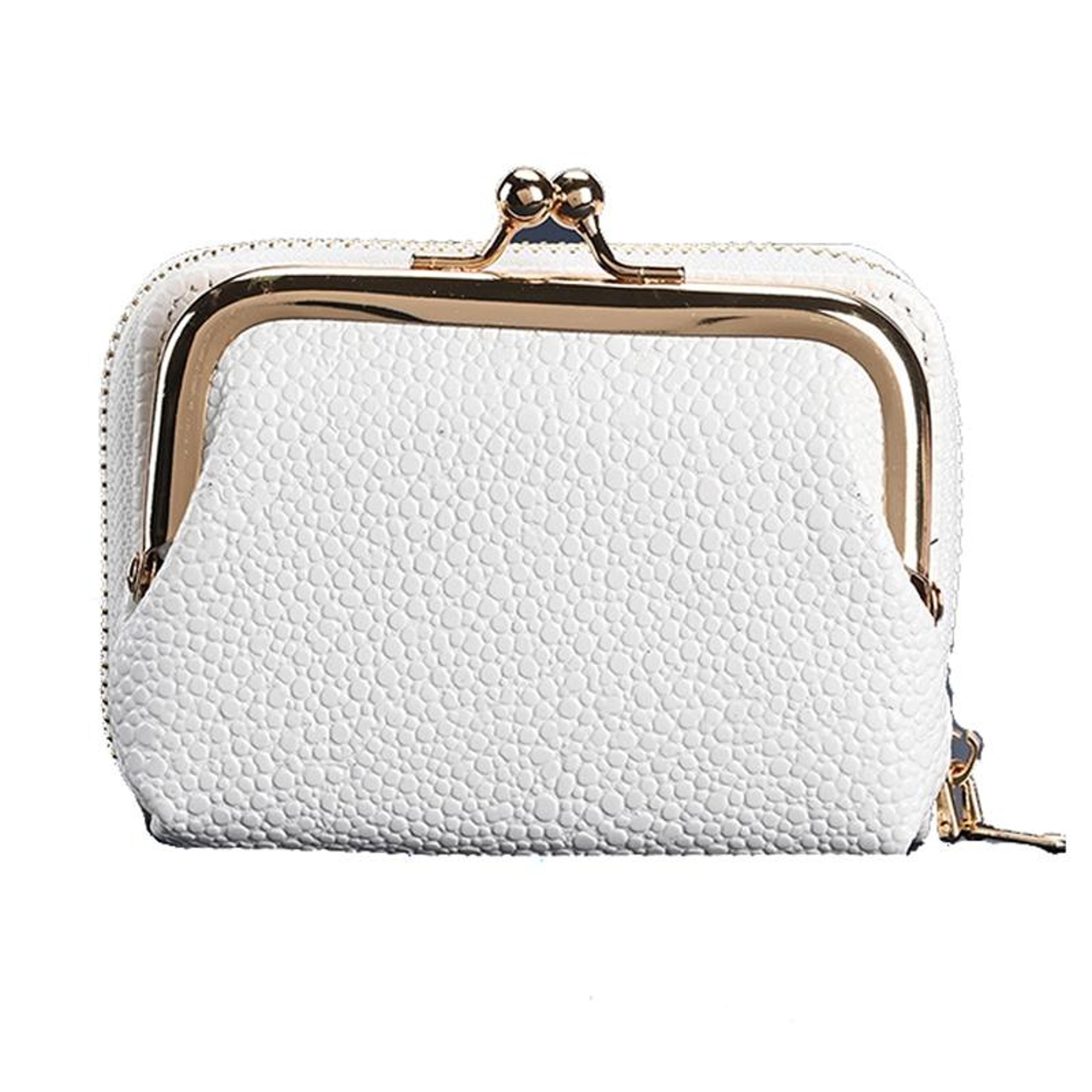 lychee pattern coin purse card holder wallet with metal buckle