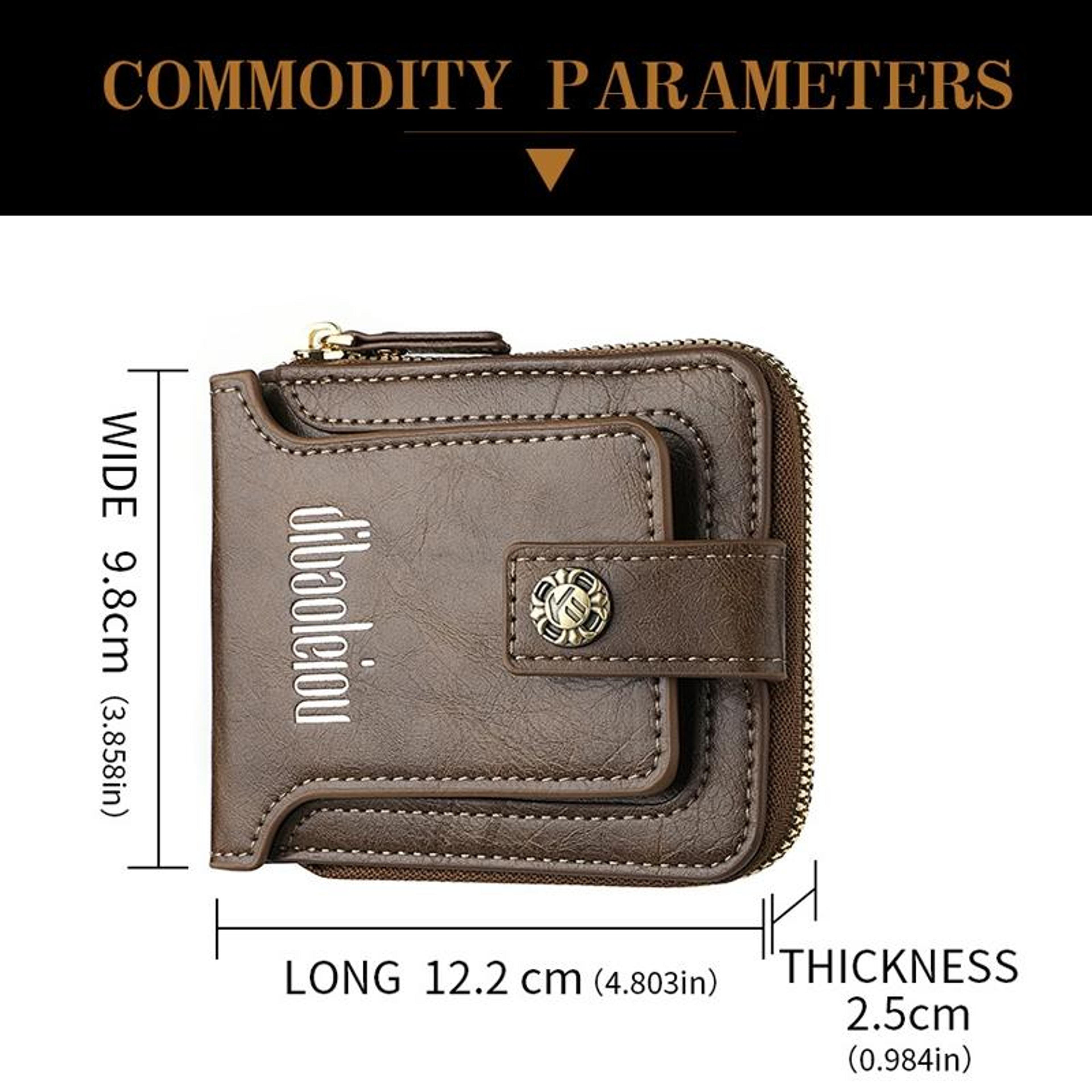 mens pu leather wallet with horizontal zipper coin pocket and card slots