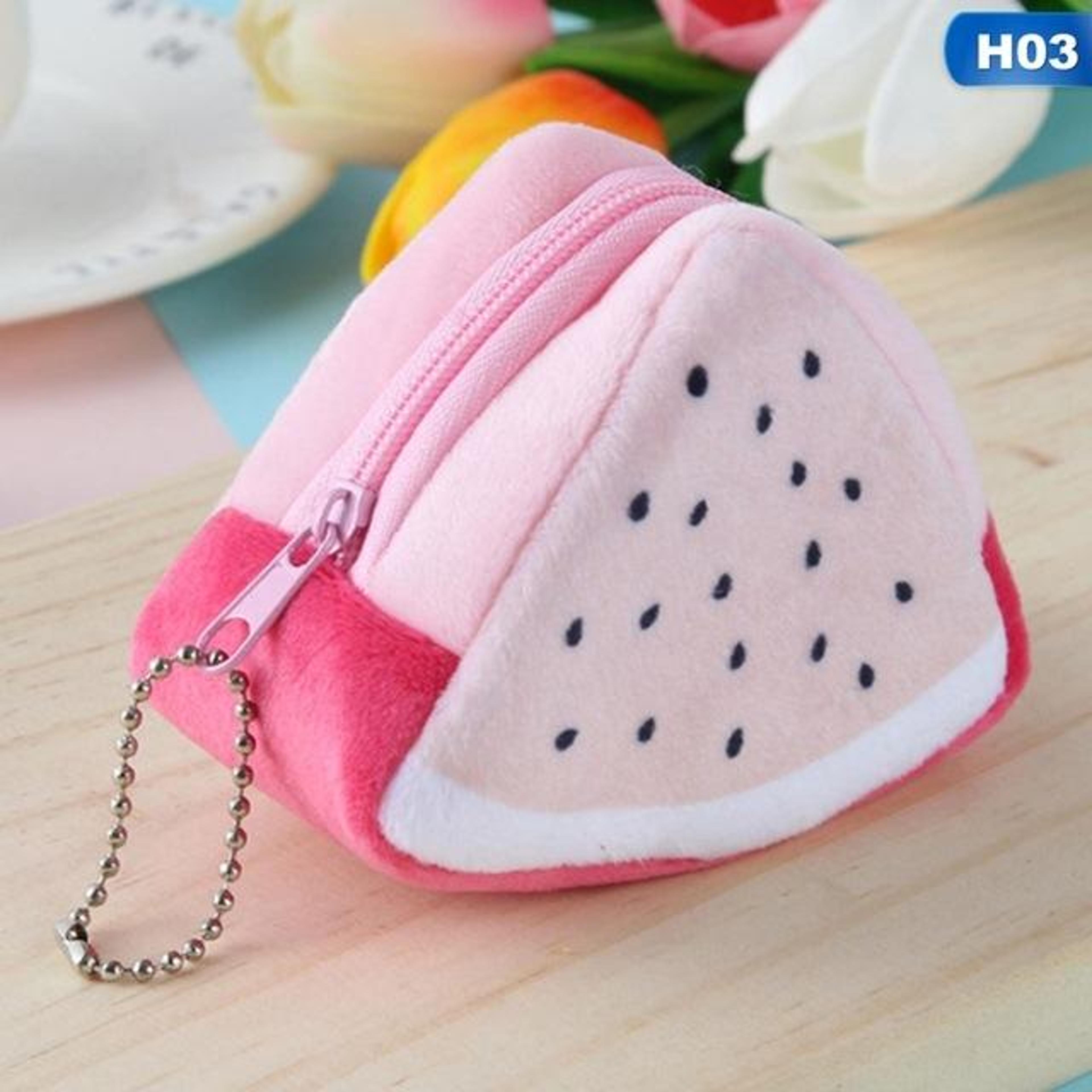 dragon fruit plush coin purse with zipper for girls