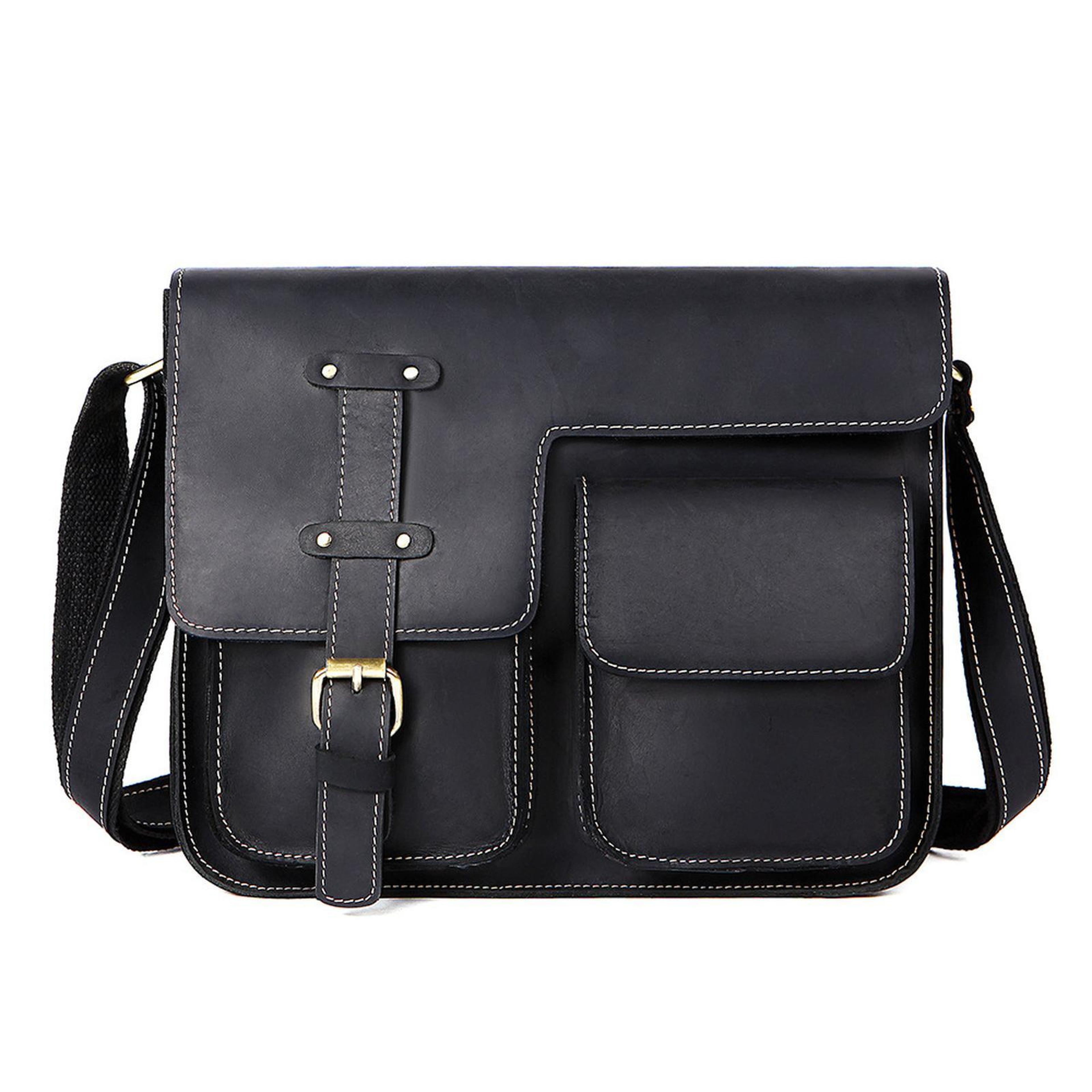 mens leather messenger bag vintage crossbody shoulder bag