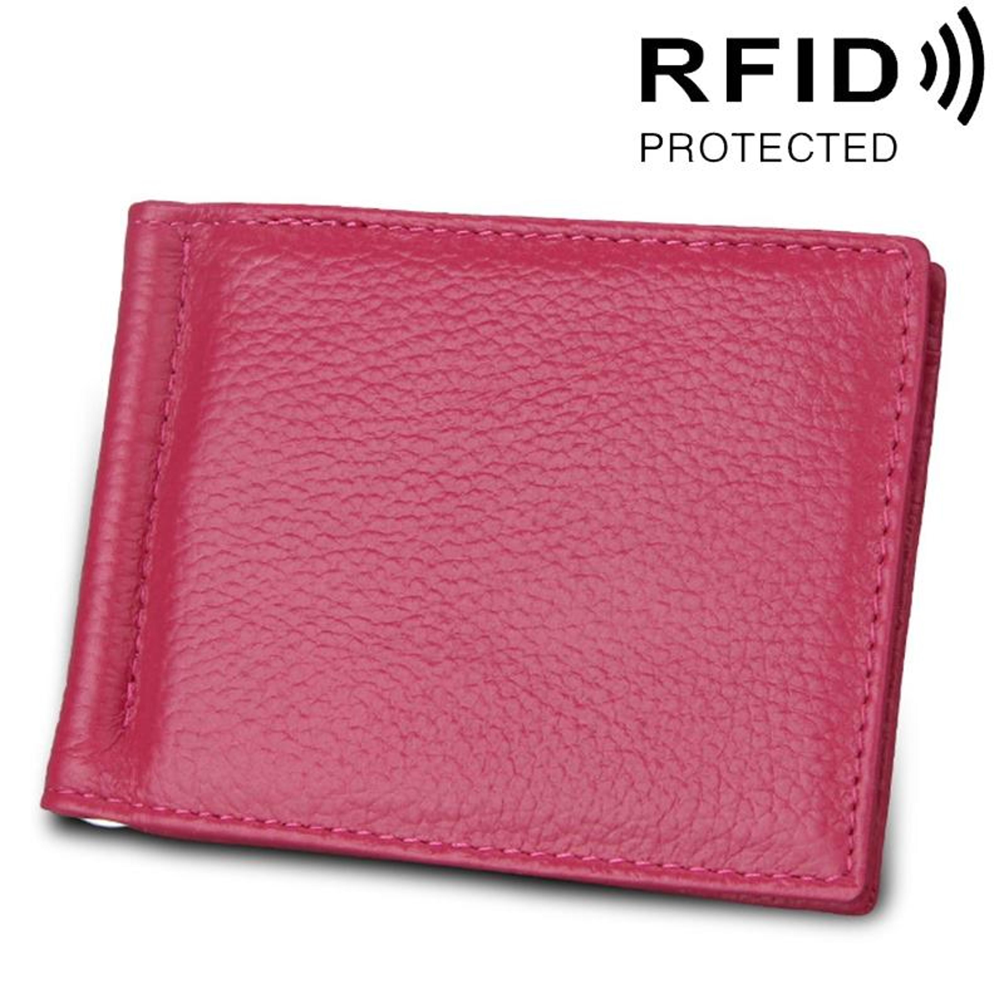 blocking card holder wallet with 6 card slots in cowhide leather