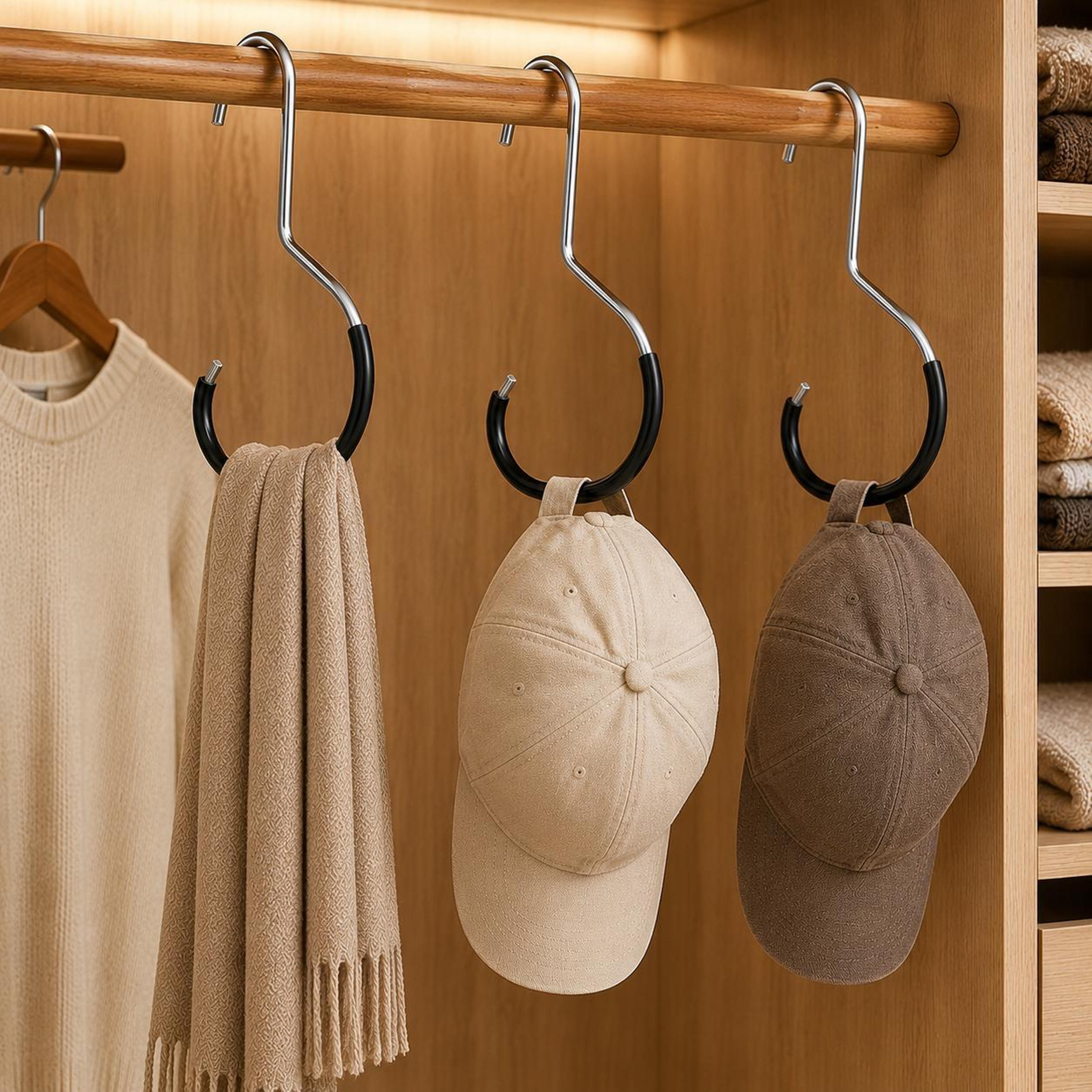 hat hangers for closet 3 pack with space saving ring design