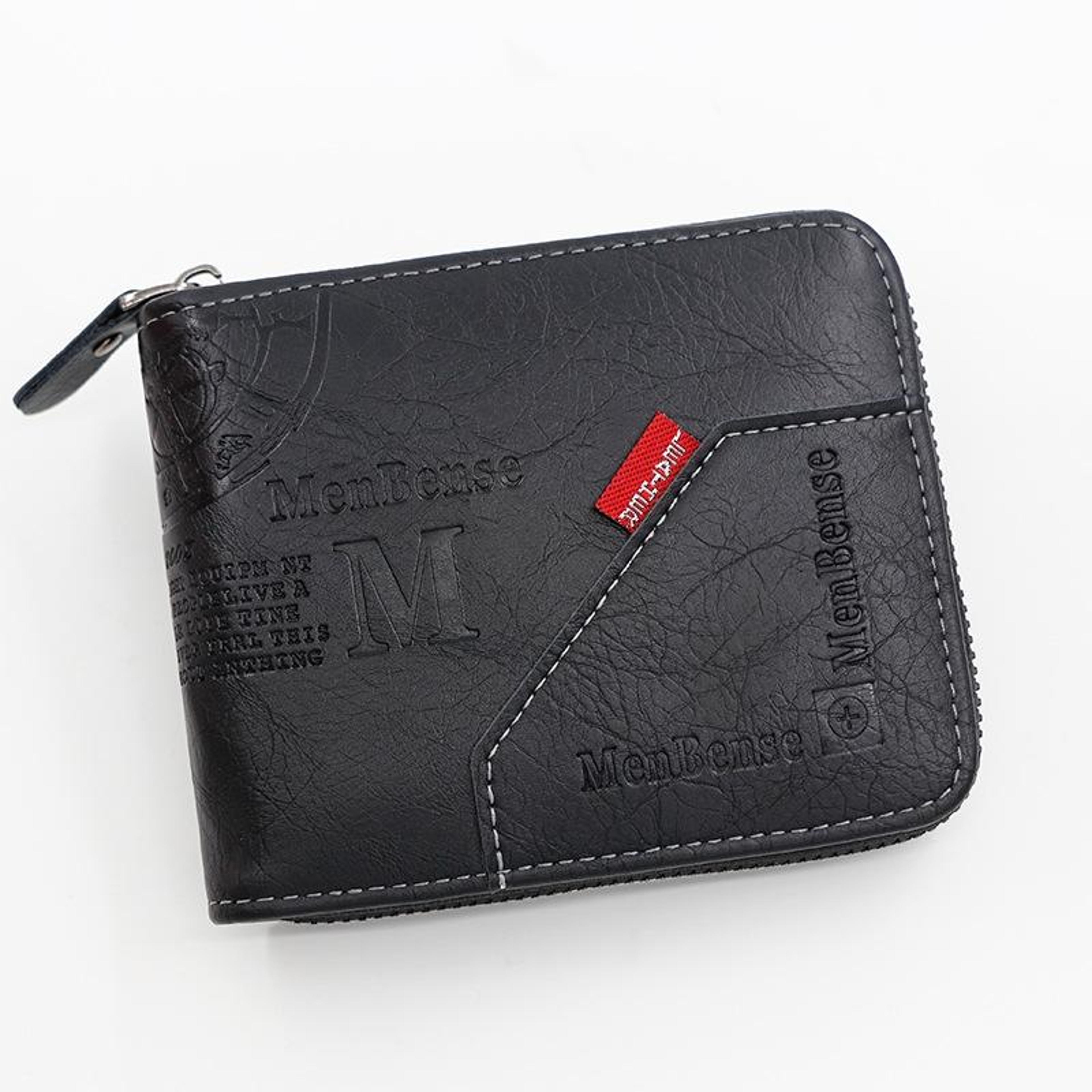 mens zipper wallet with coin pocket multi card storage and large capacity