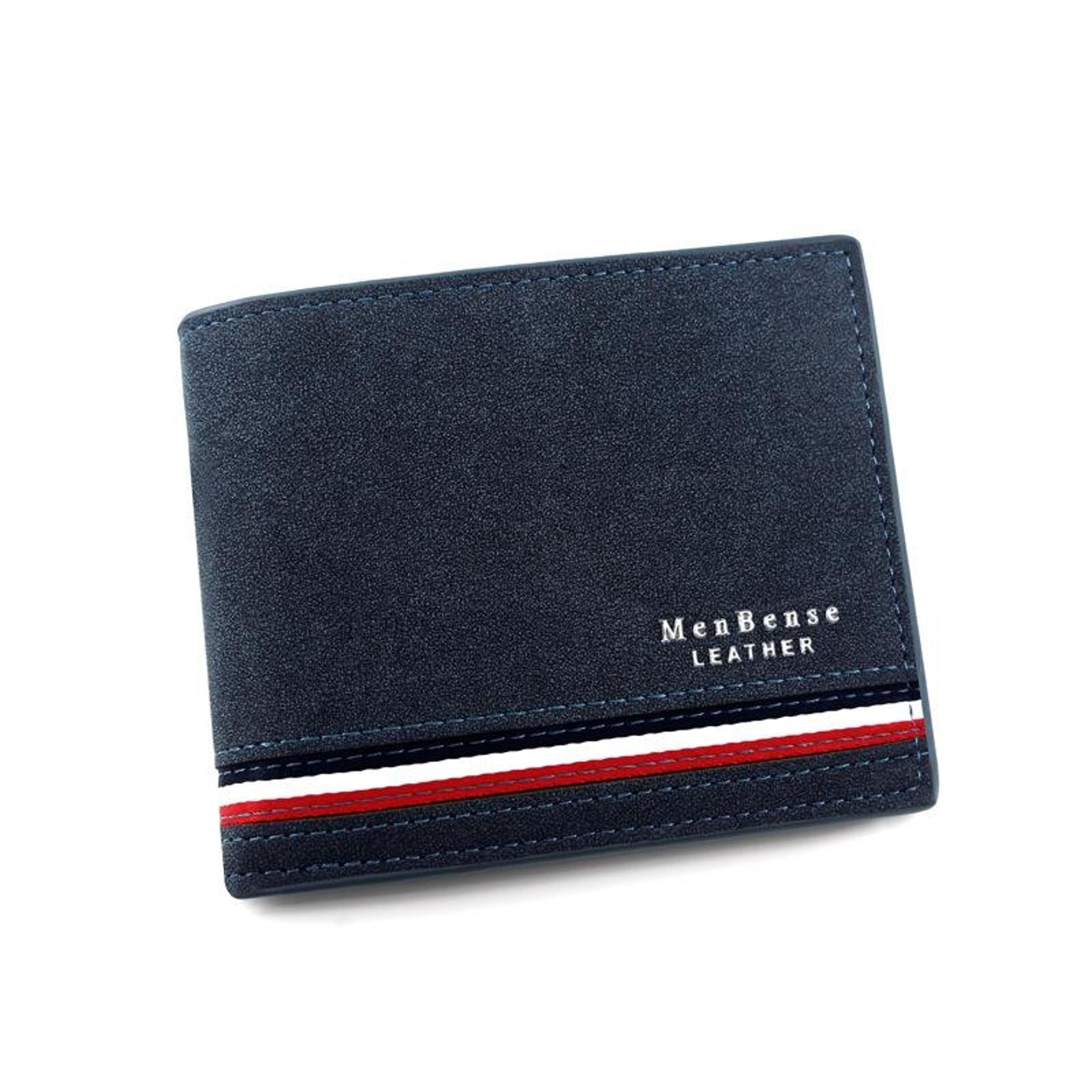 mens short wallet with zipper coin pocket and multi-card storage