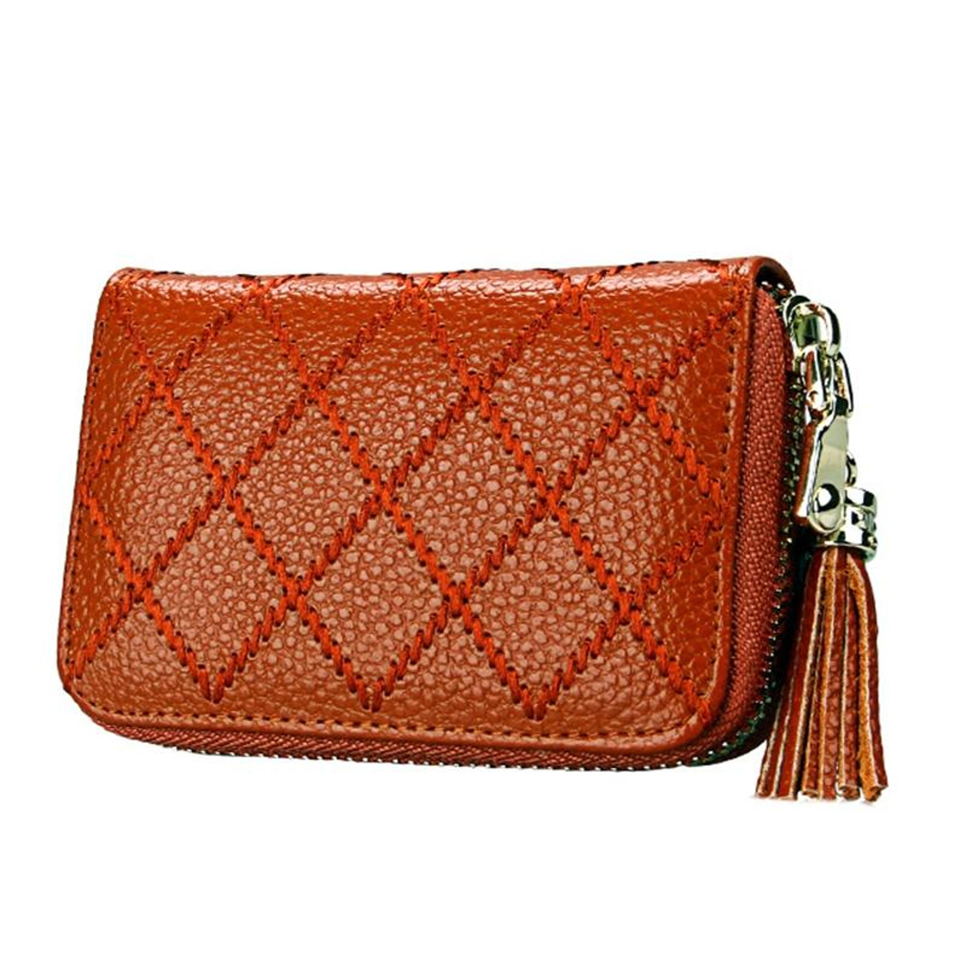 portable leather cosmetic bag with zipper purple