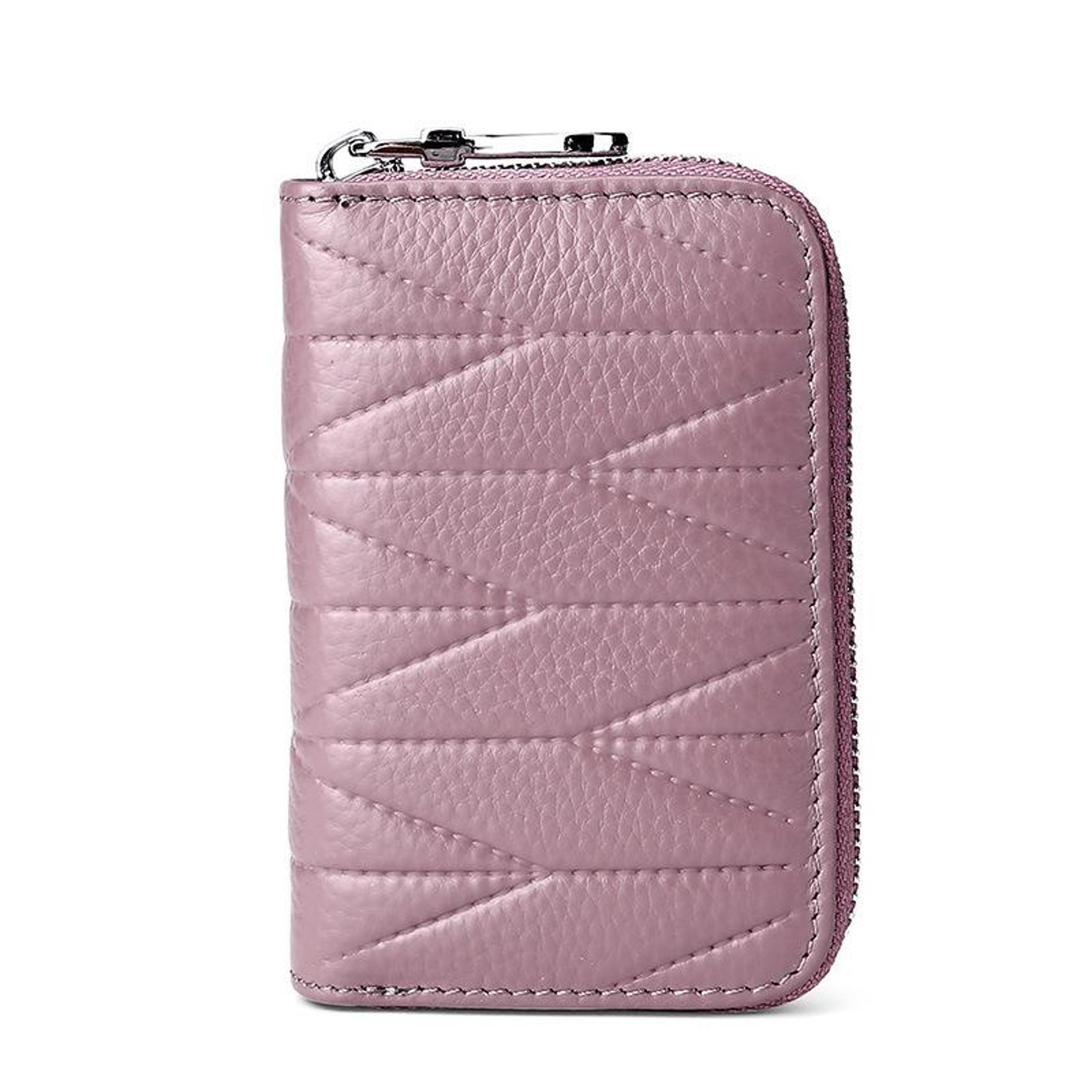 small leather zipper wallet for women in purple