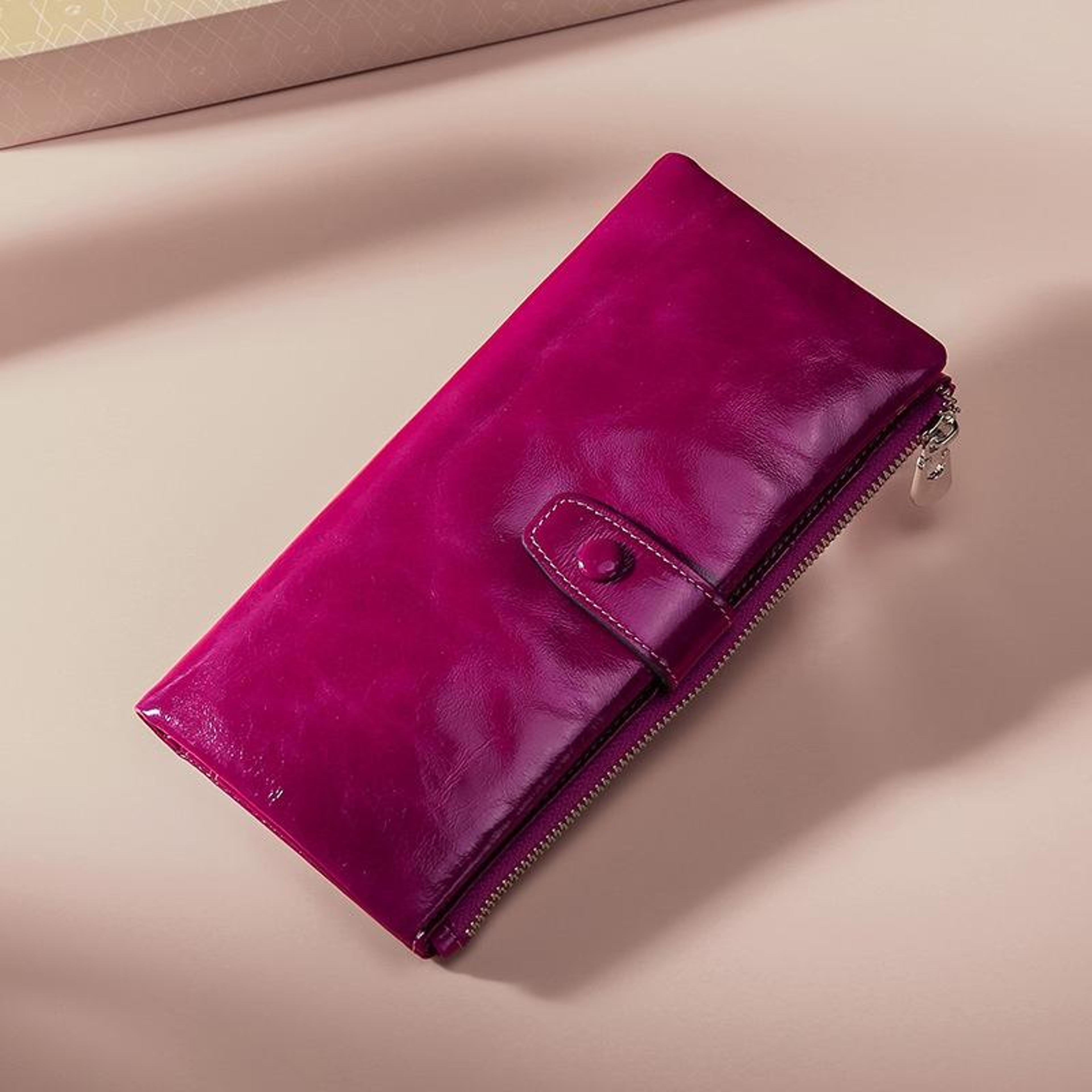 oilskin leather multi functional zipper leather wallet