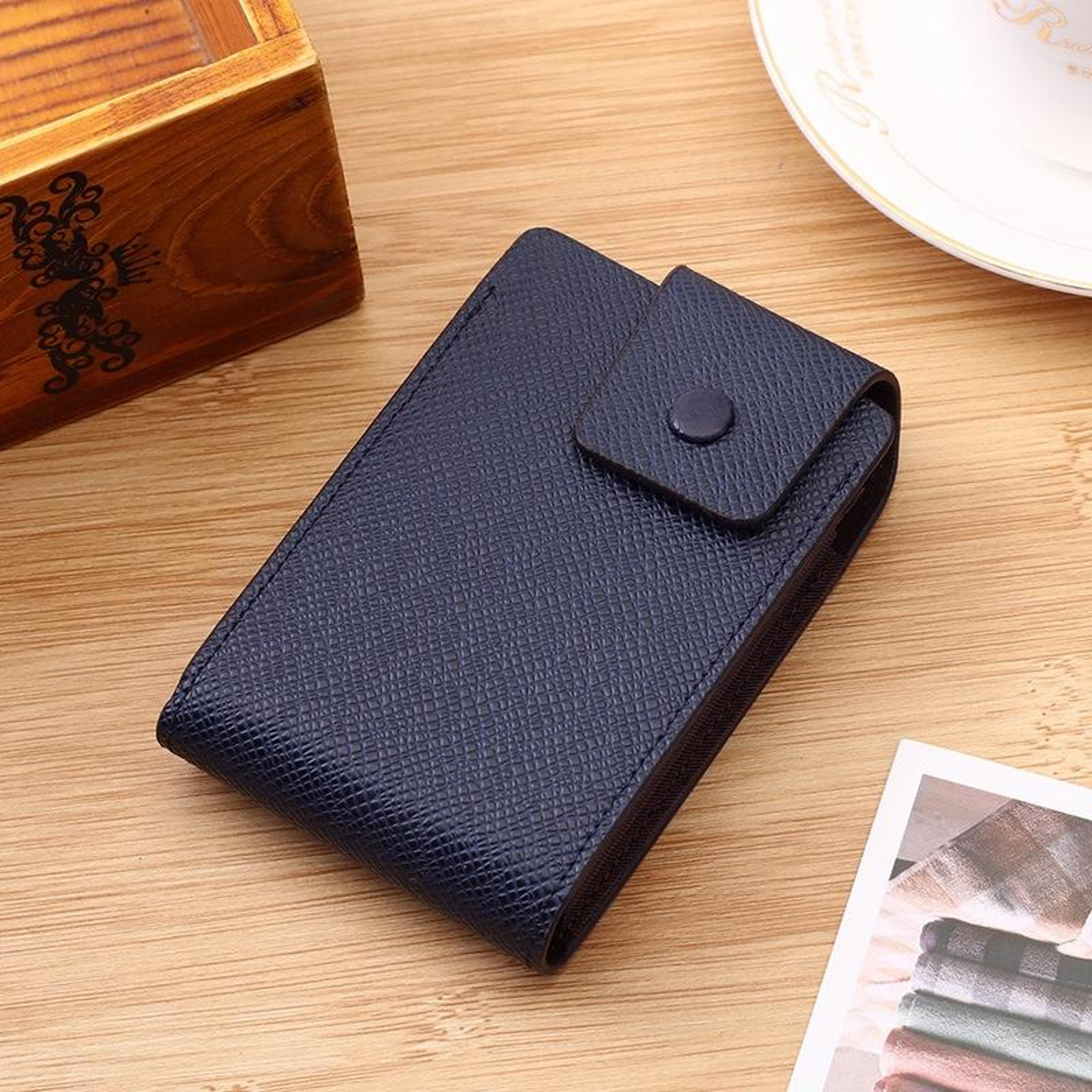 accordion card holder pu leather compact wallet with multiple card slots blue
