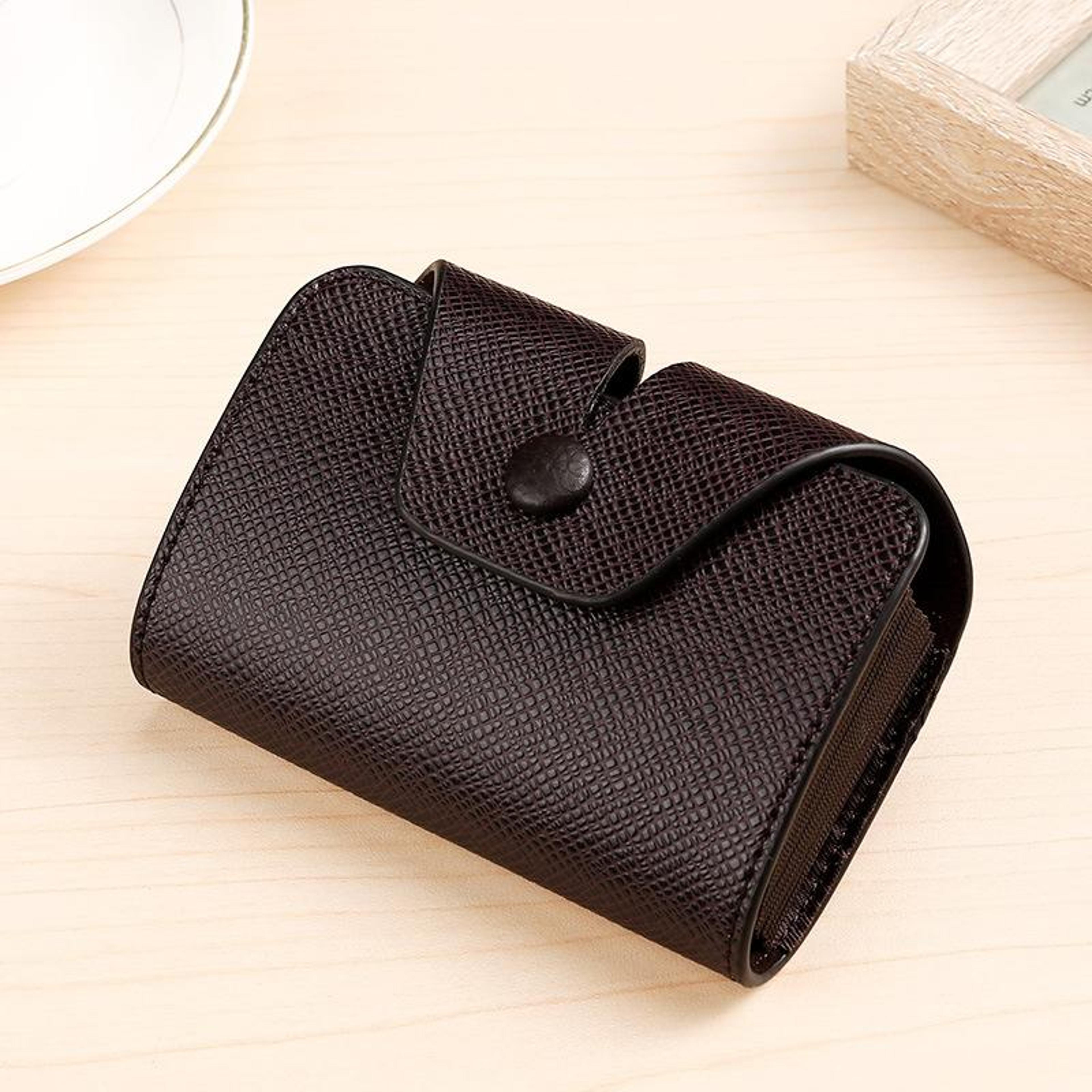 pu leather accordion card holder wallet with compact vertical design