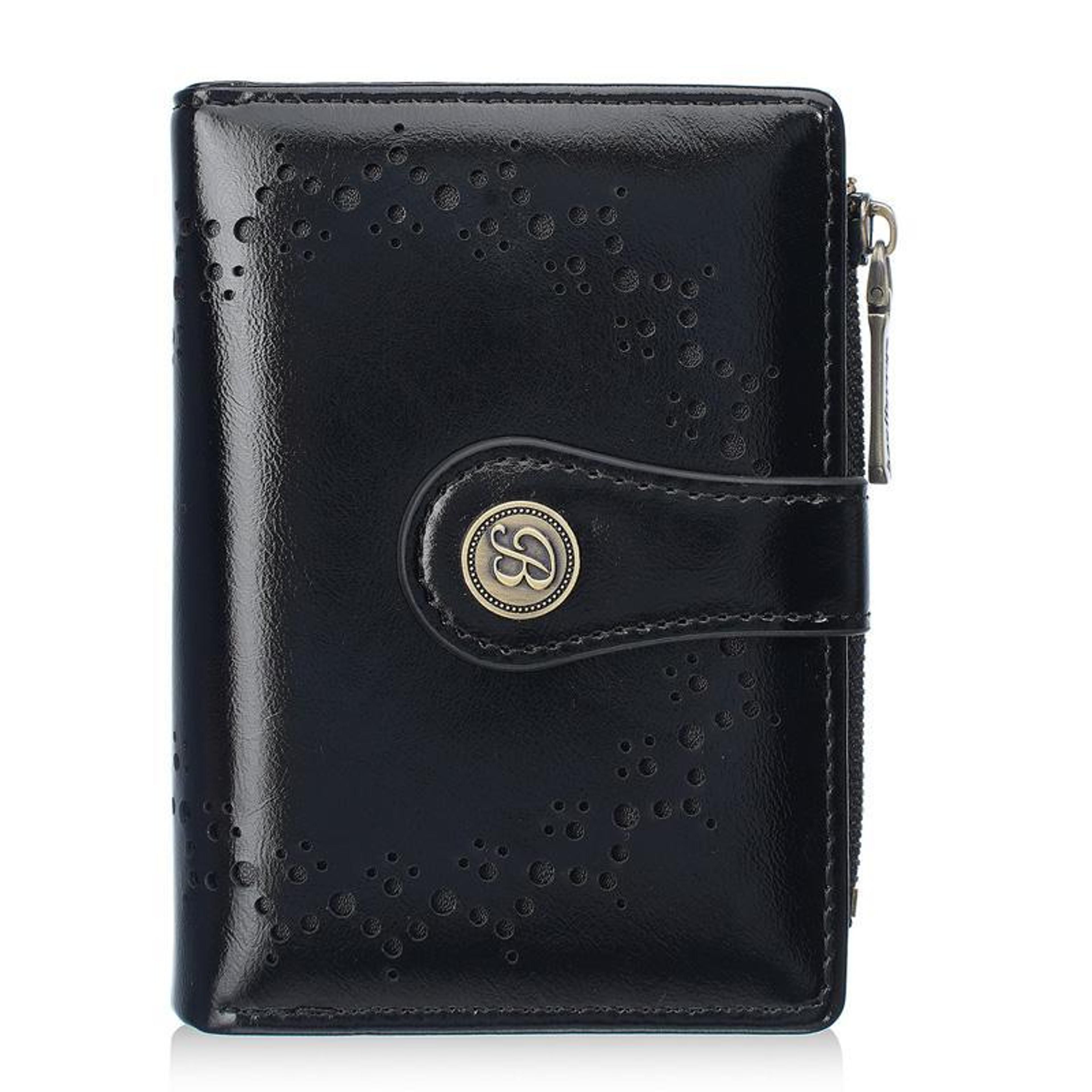 womens compact pu leather wallet with multi card slots and zippered coin pocket