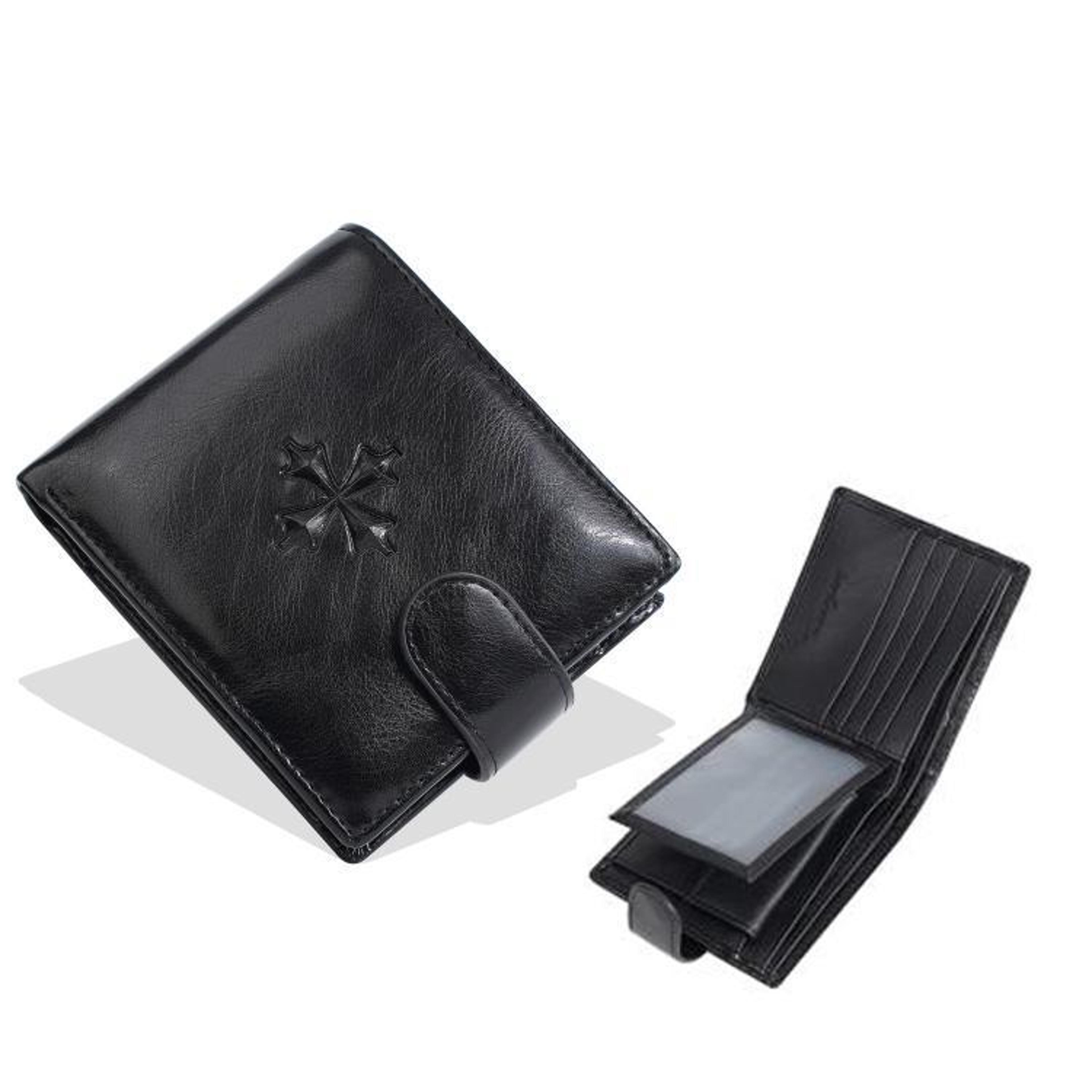 mens vintage pu leather wallet with snap coin pouch and multiple card slots