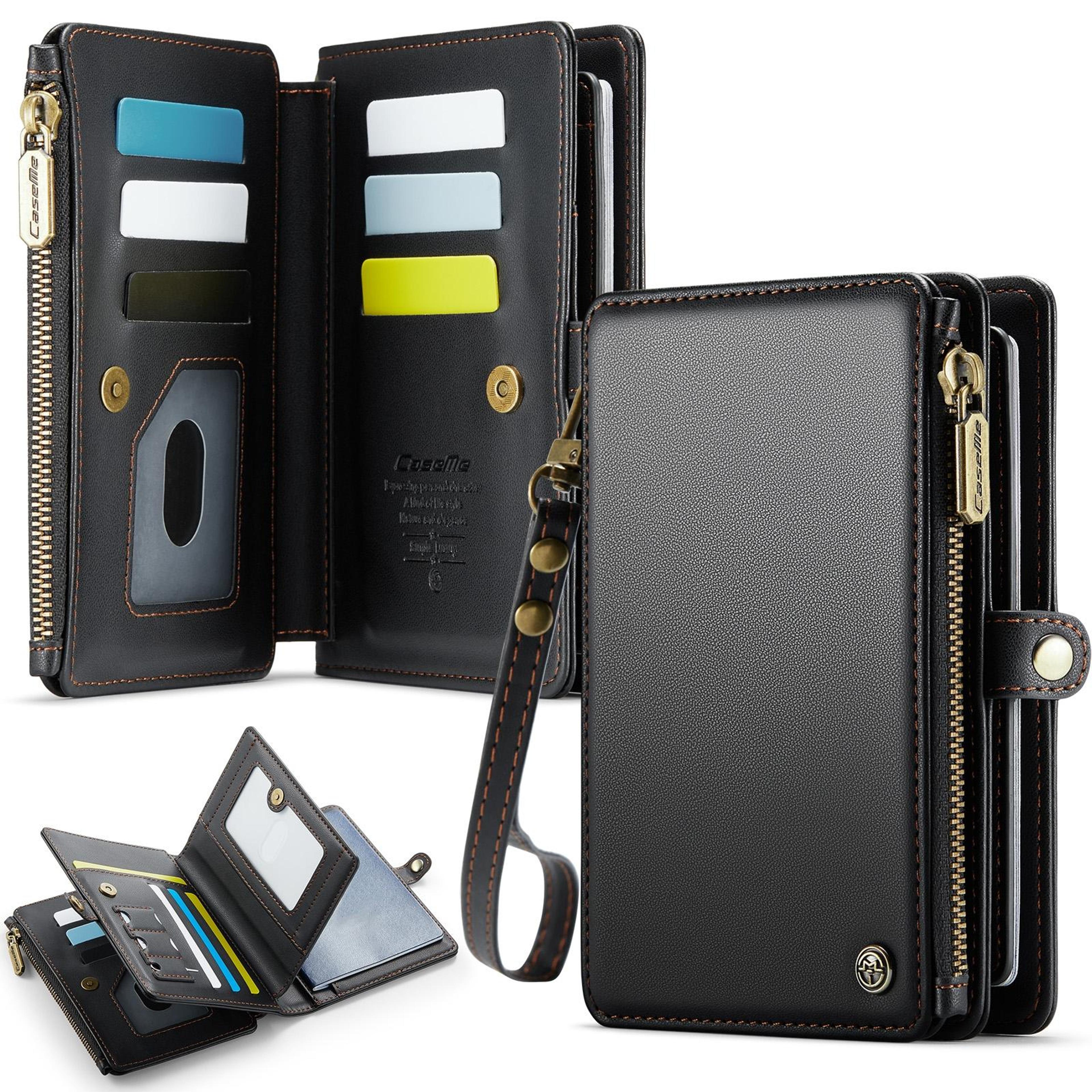 rfid blocking passport wallet with card slots and zipper pocket black