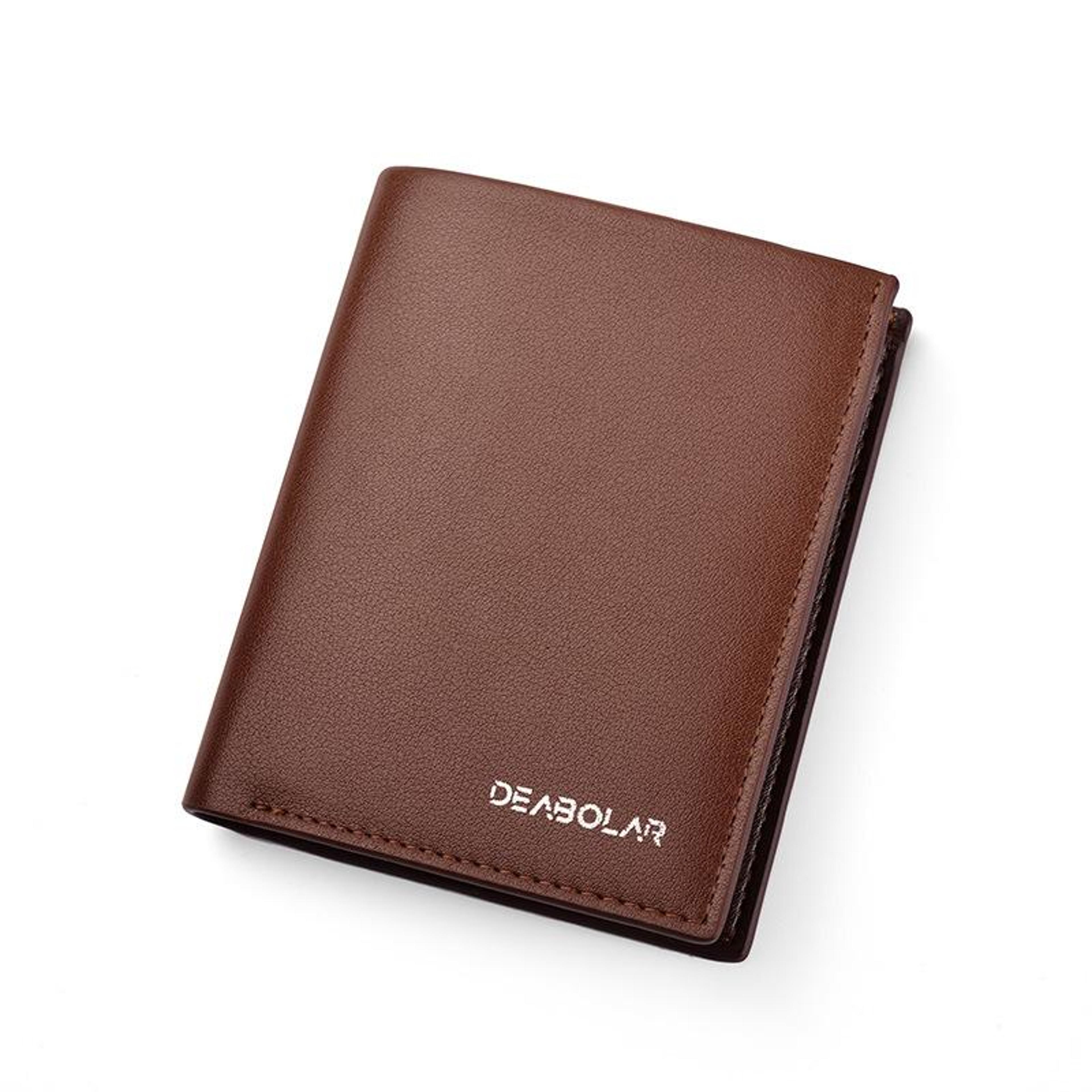mens pu leather wallet with multiple card slots and folding design