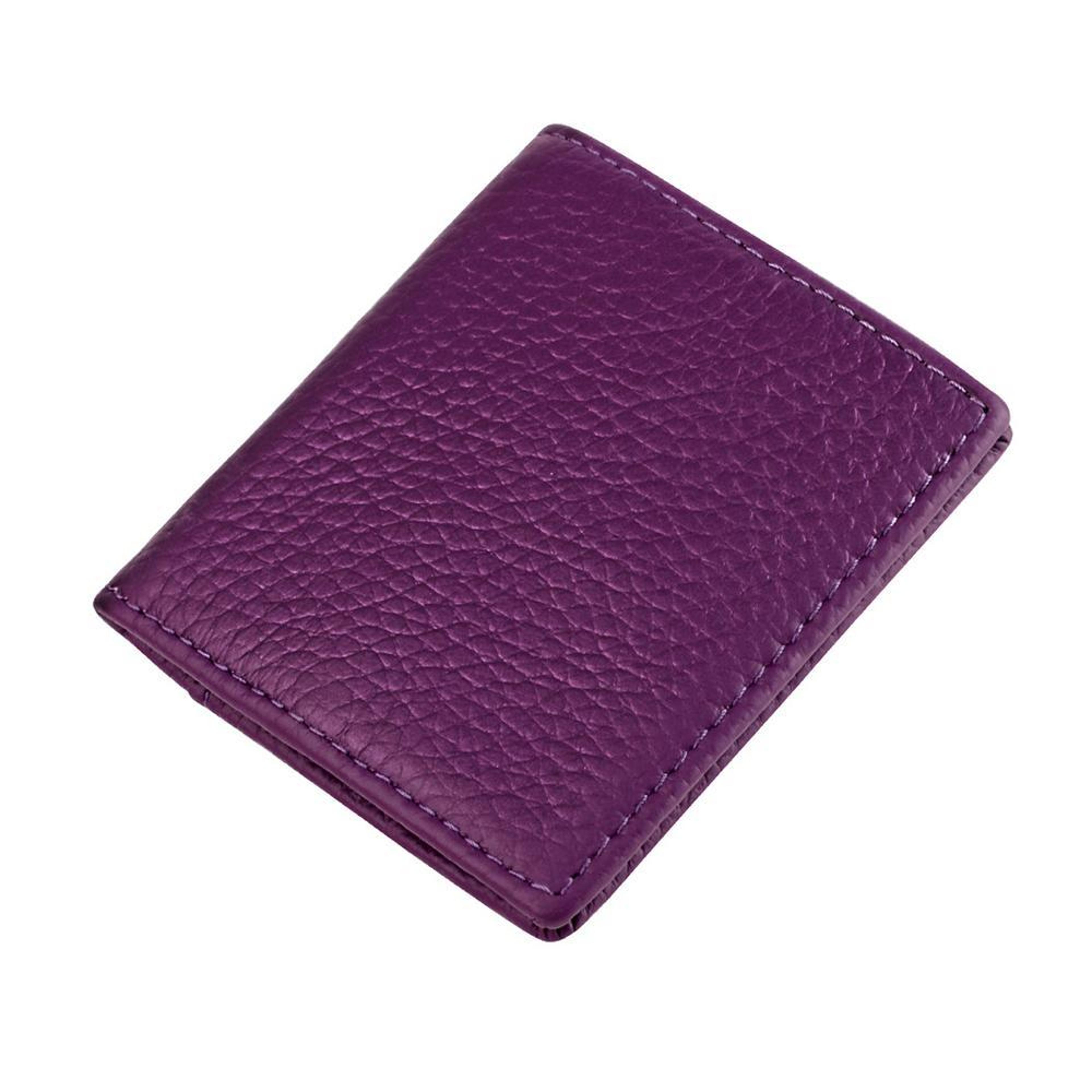 purple top grain cowhide coin purse with buckle closure
