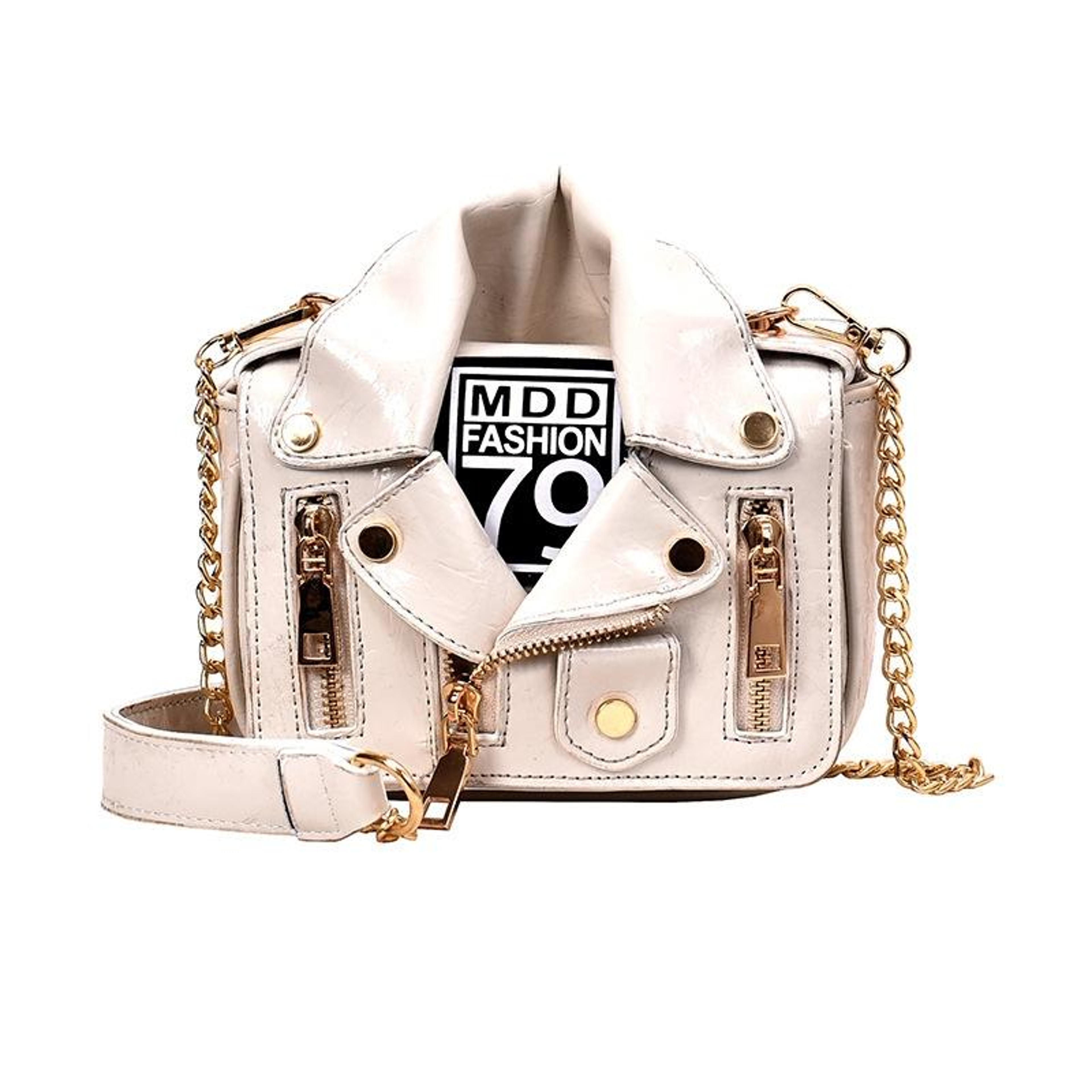womens white pu leather crossbody bag with chain strap
