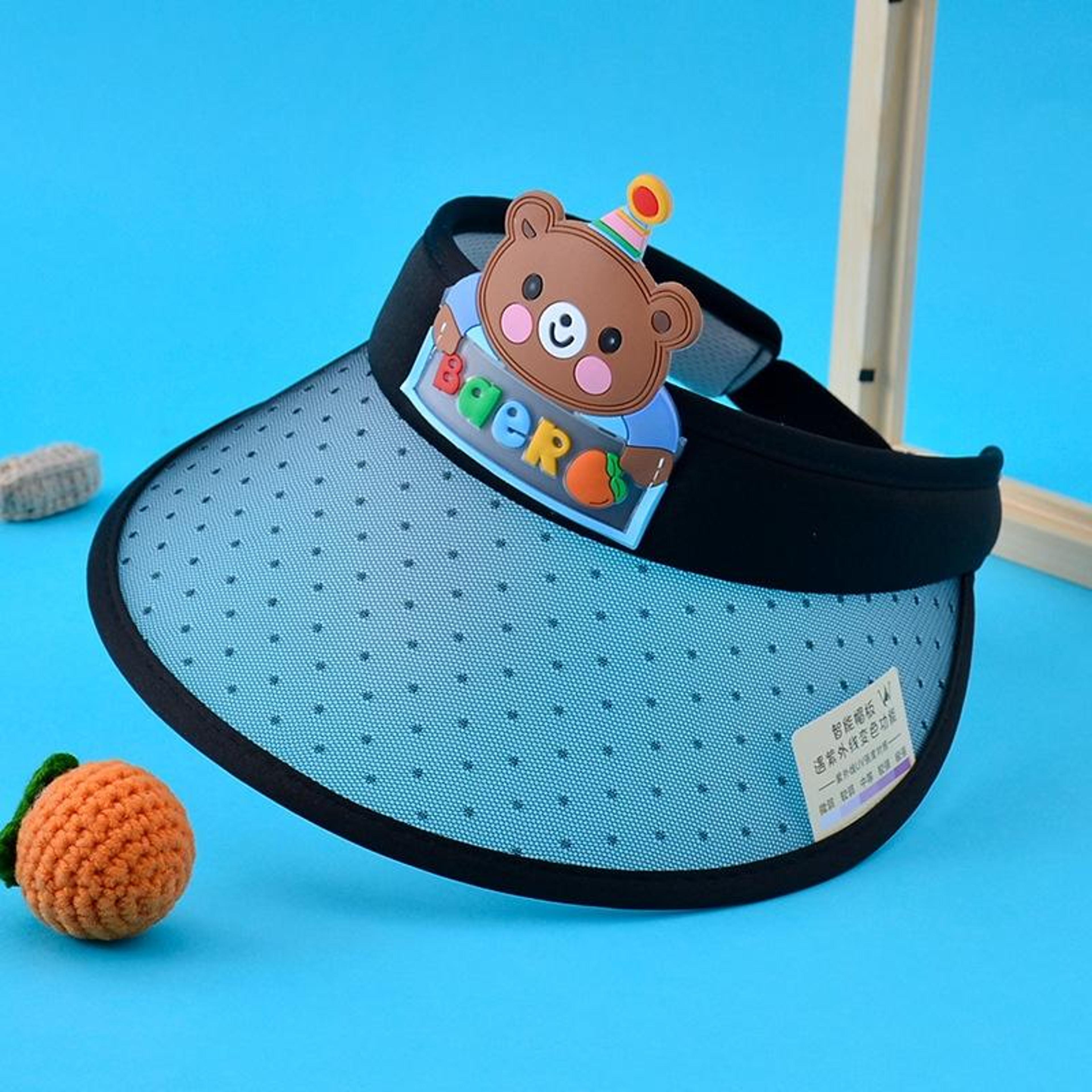 kids color changing sun hat with wide brim and breathable open top design