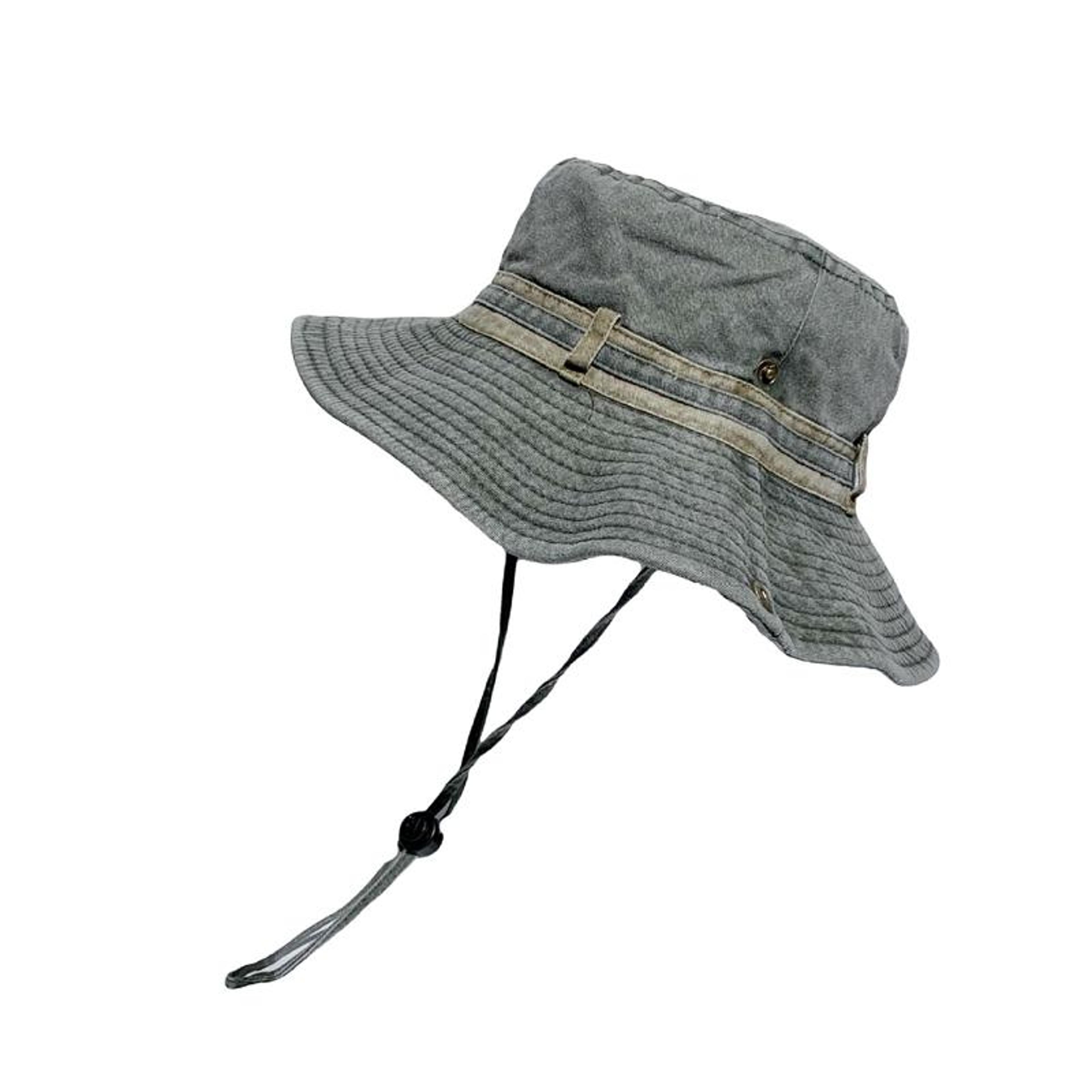 washed cotton fisherman sun hat with wide brim and foldable design