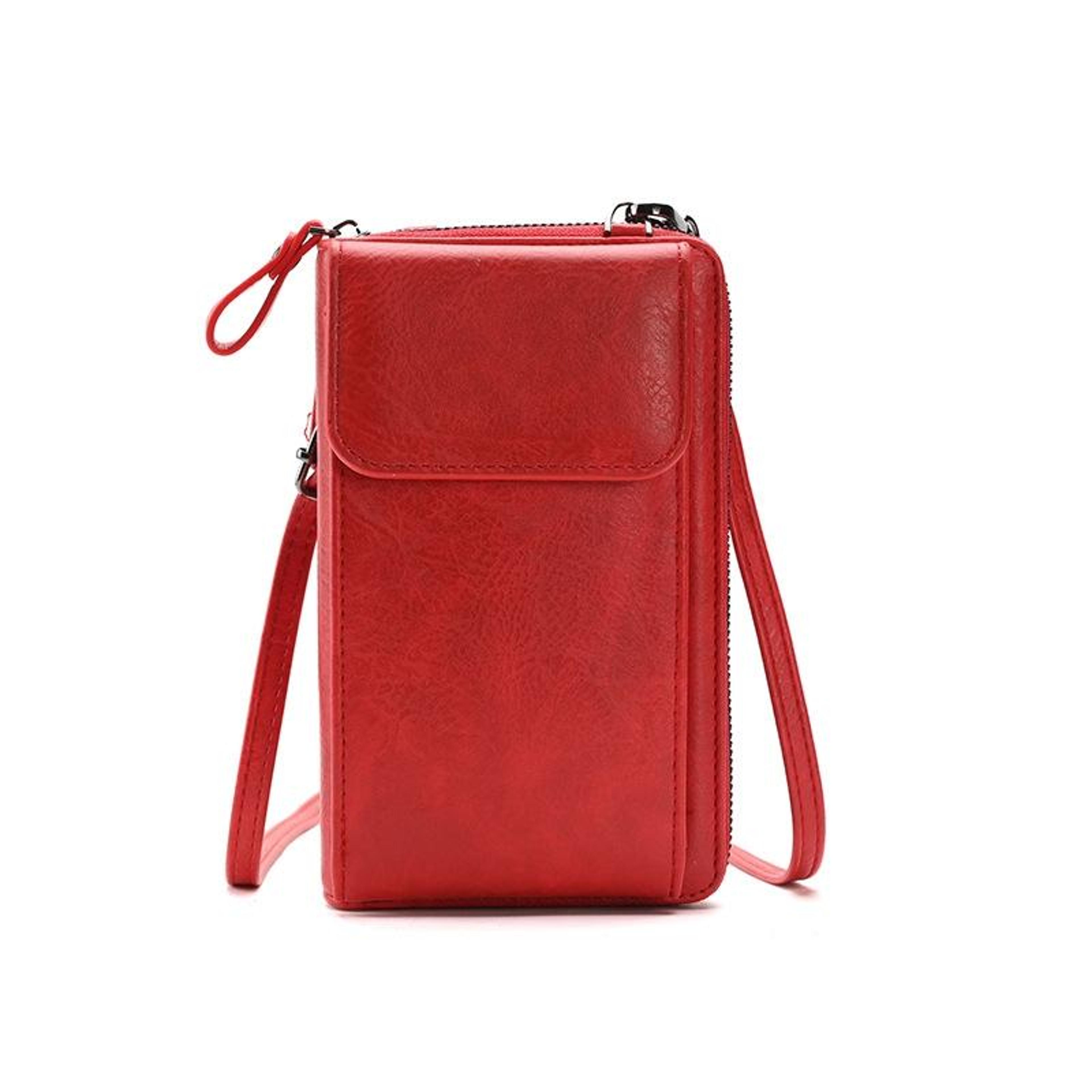 womens pu leather crossbody bag with large capacity phone and card storage