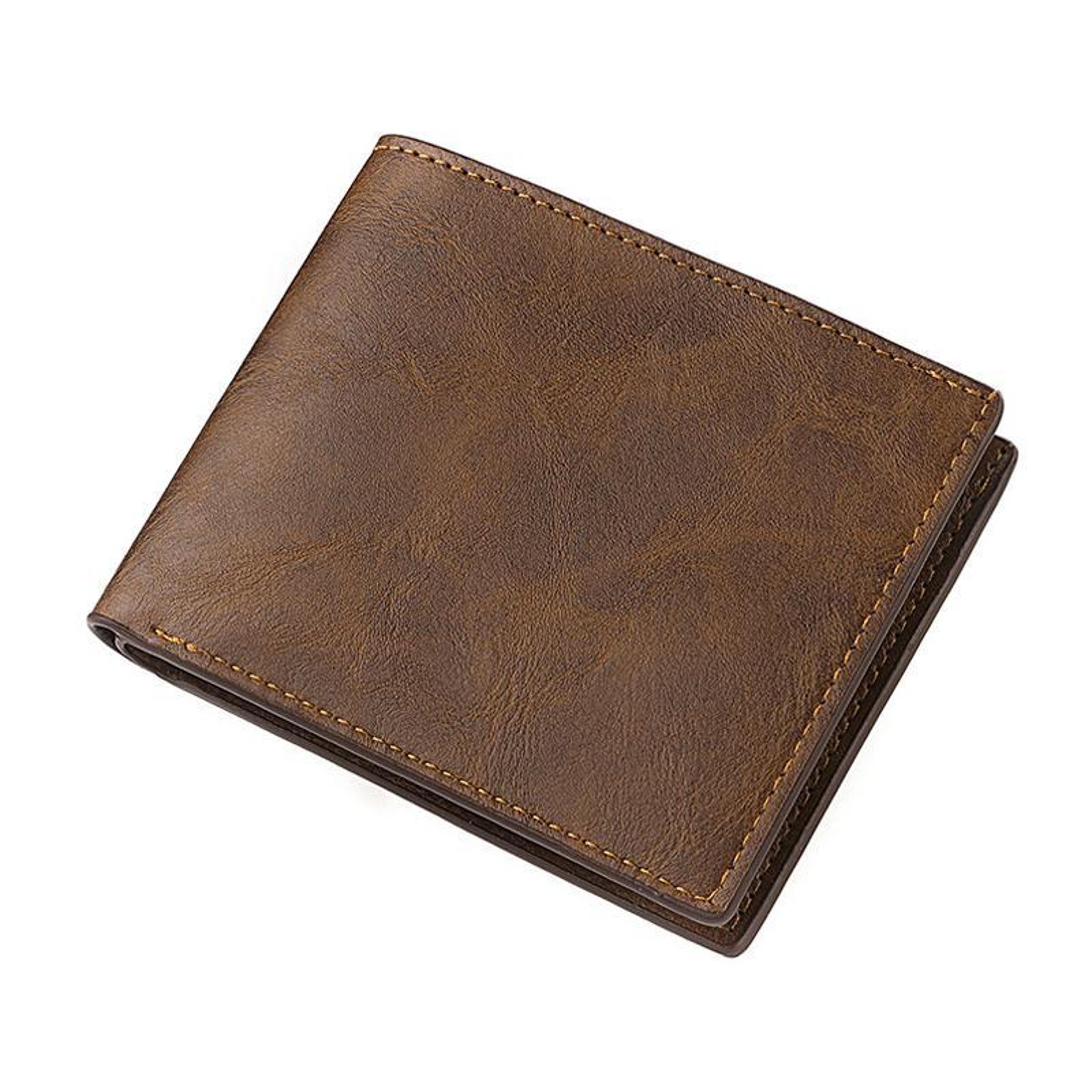 mens retro pu leather short wallet with card slots and zipper pocket