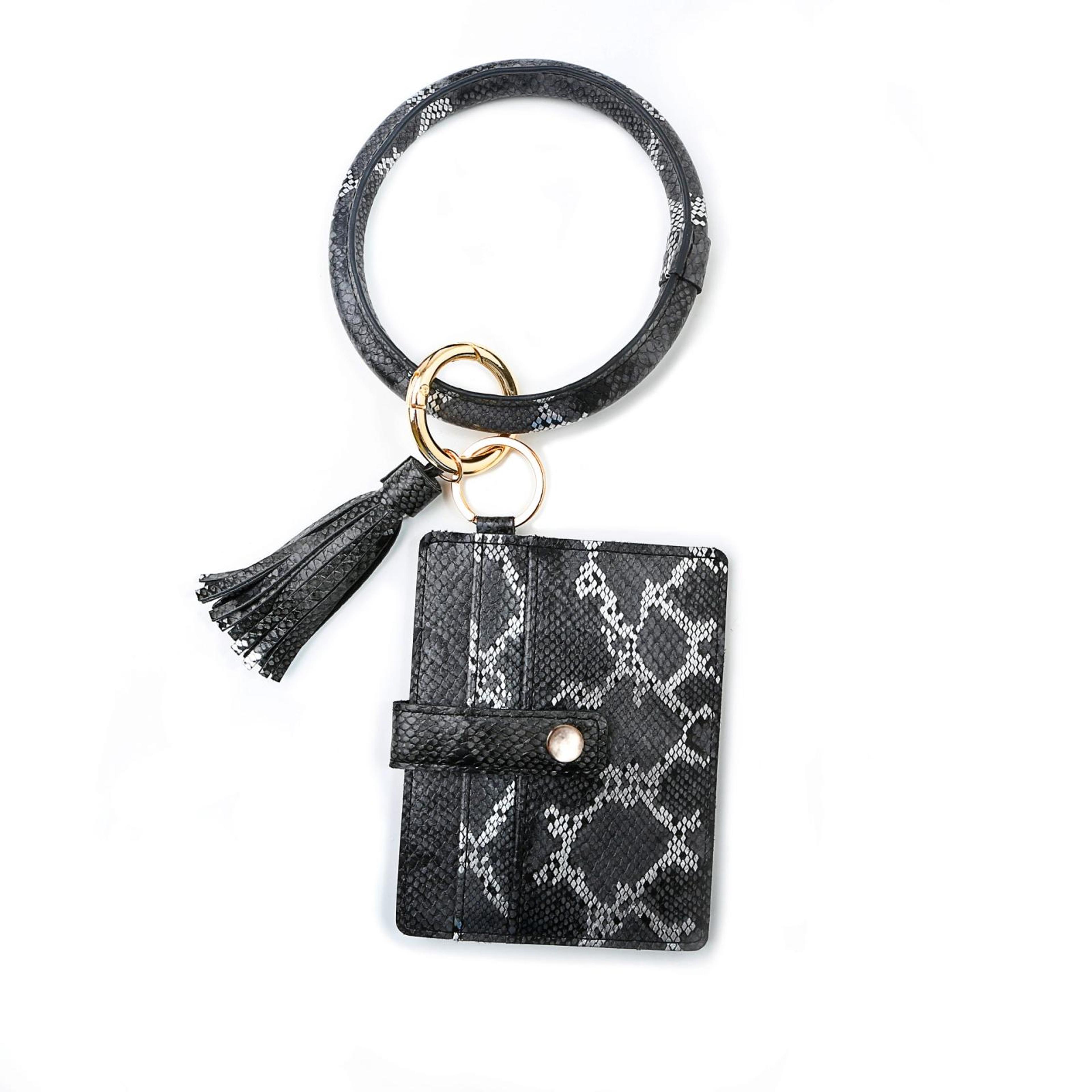 pu leather wristlet card holder and coin purse keychain