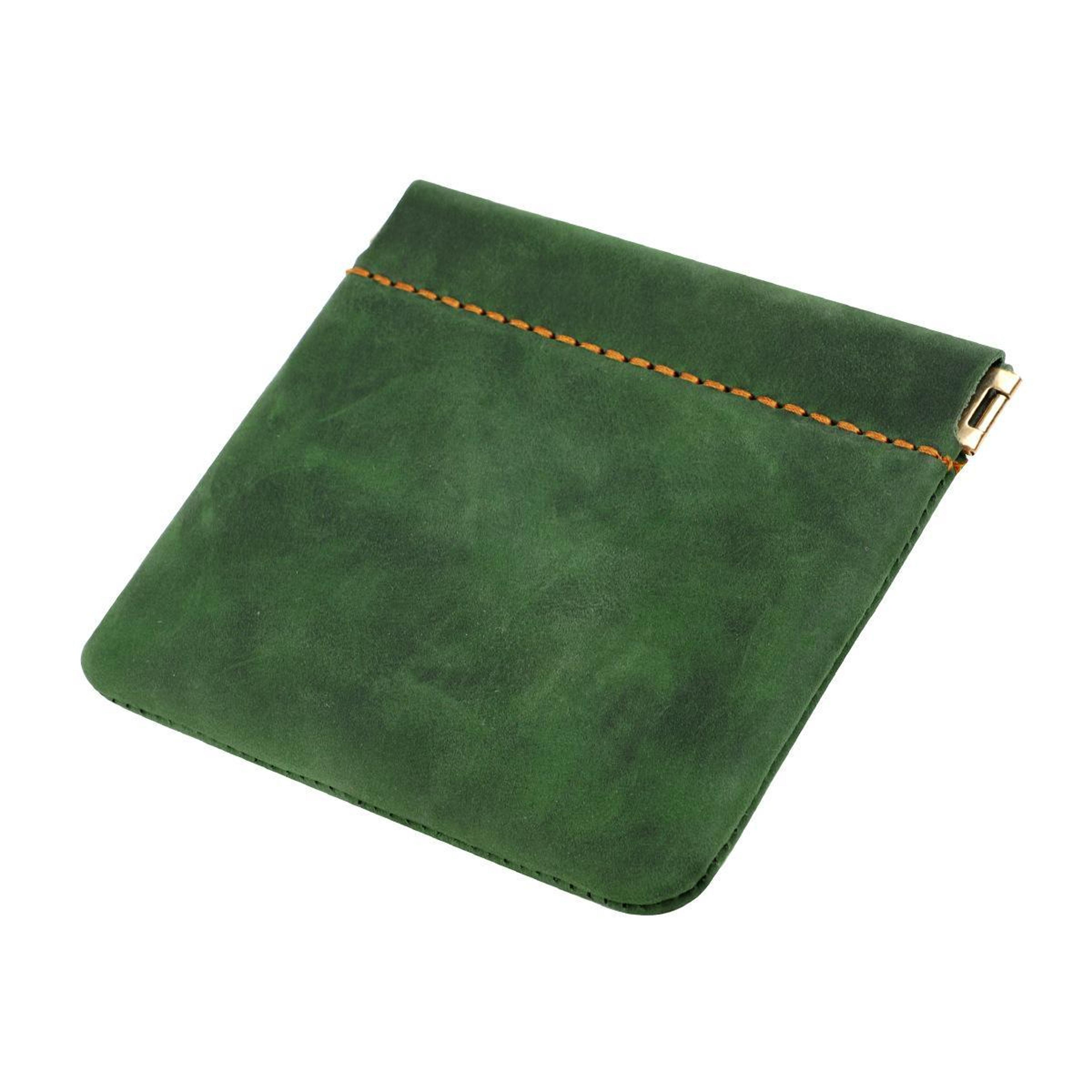 vintage genuine leather coin purse with metal clip closure