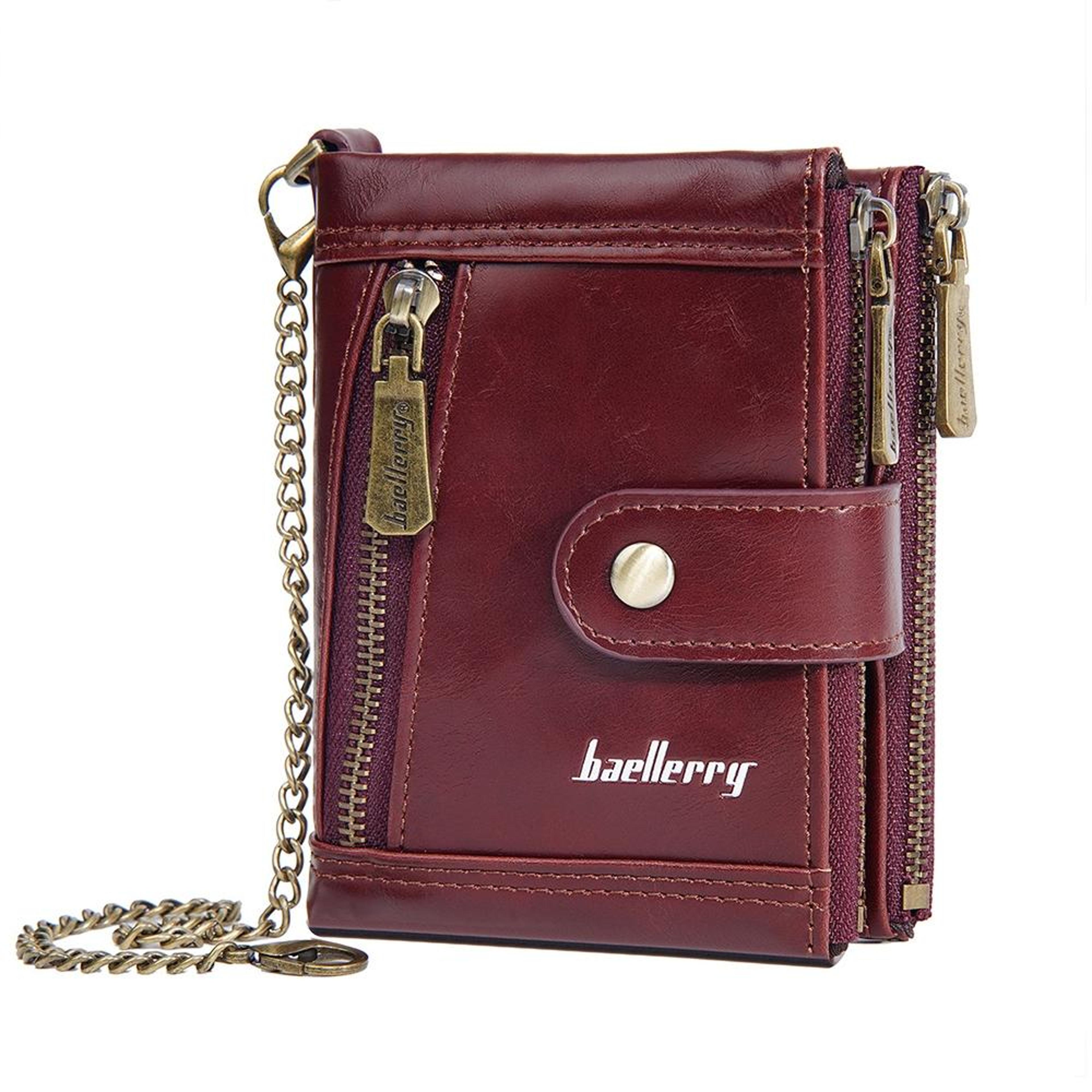 retro pu leather double zipper wallet with multiple card slots