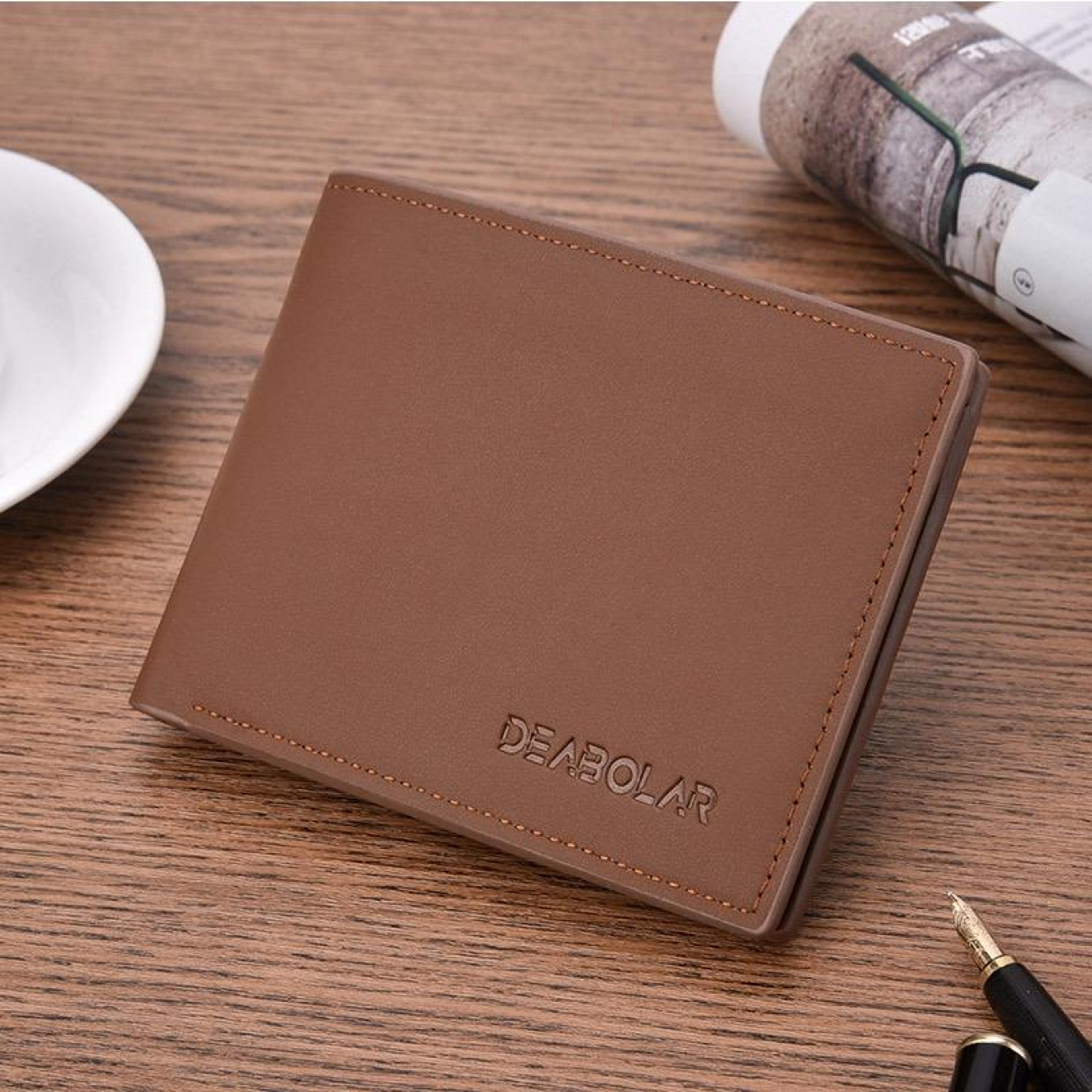 mens pu leather bifold wallet with multiple card slots
